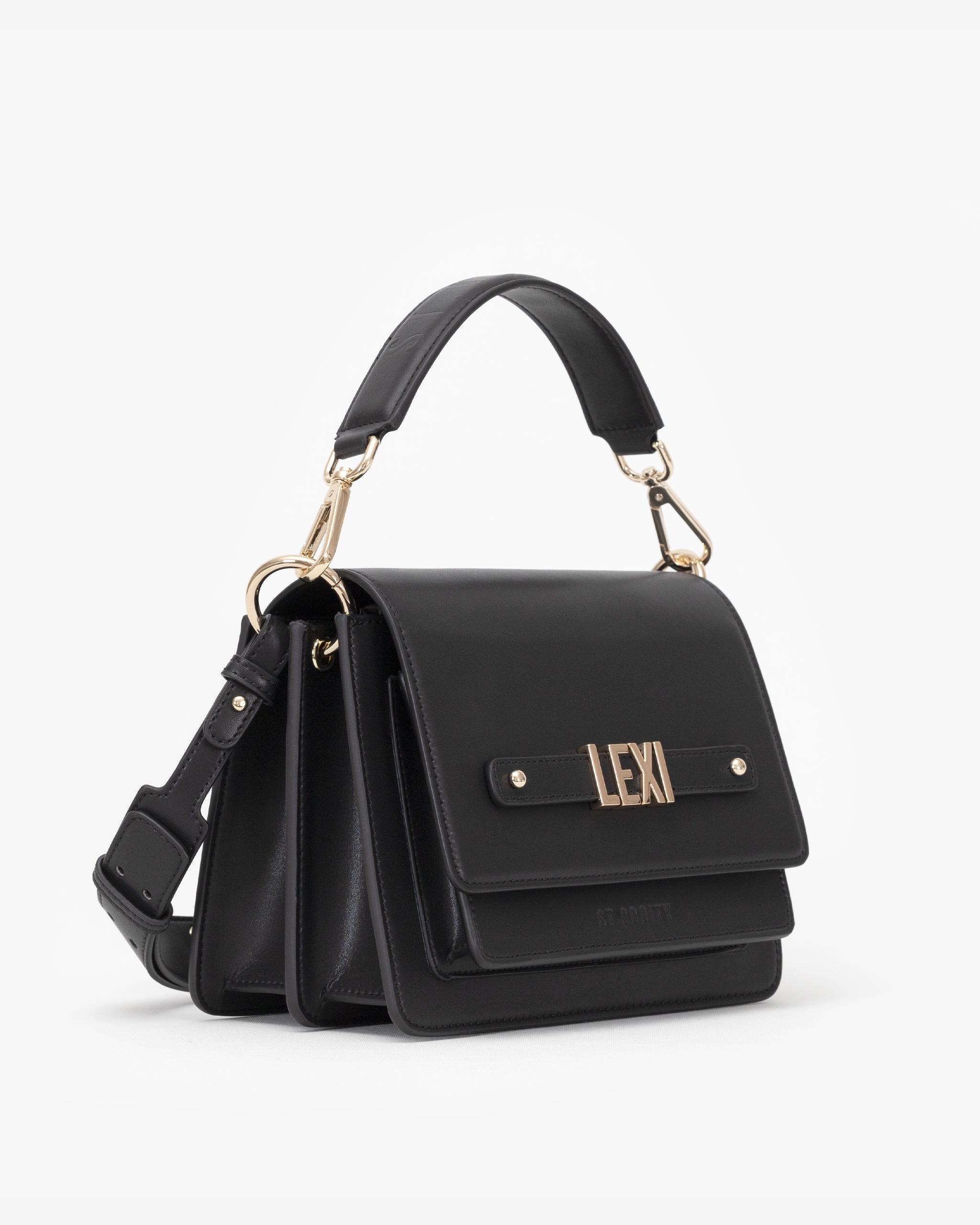 Shoulder Bag in Black/Gold with Personalised Hardware
