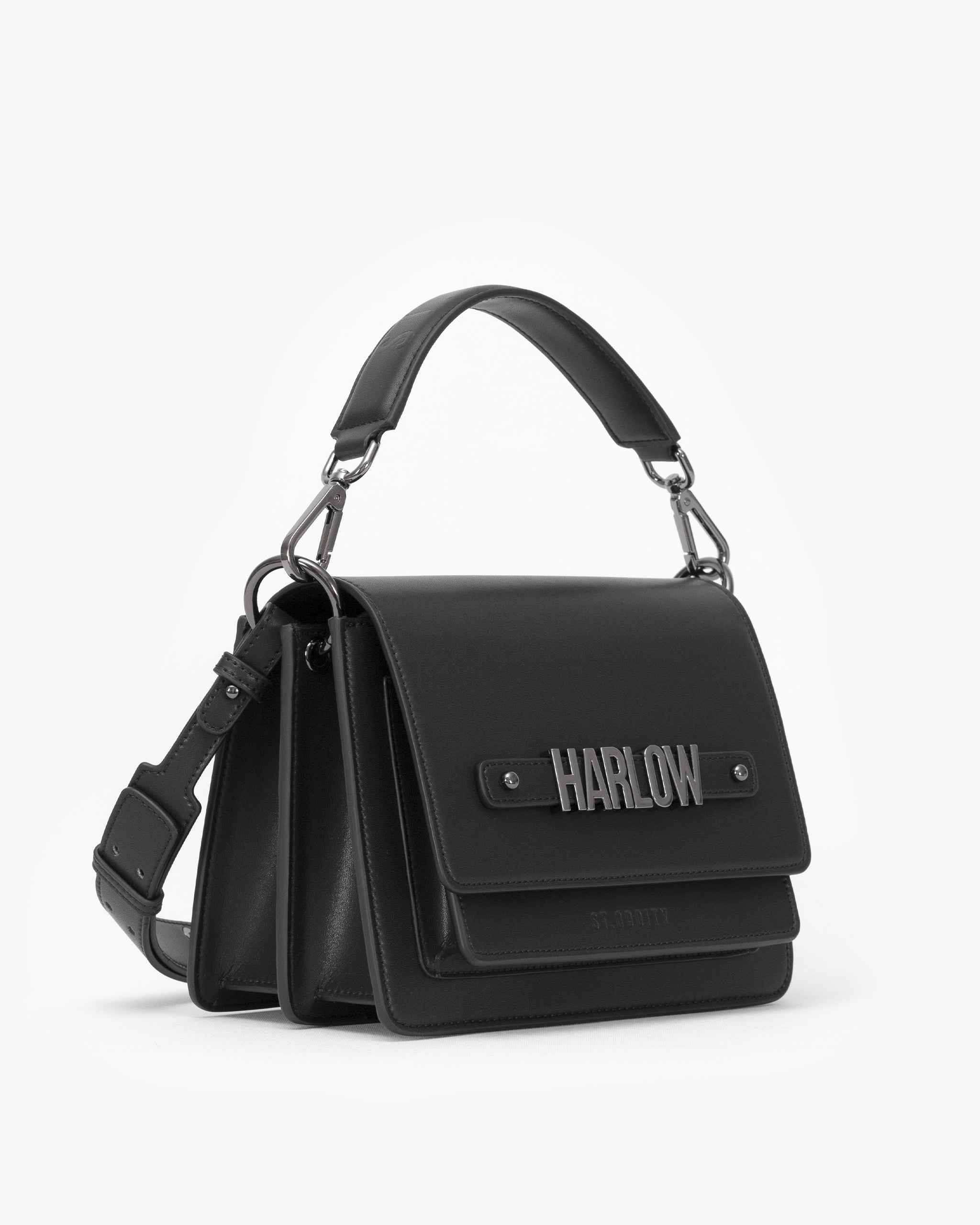 Shoulder Bag in Black/Gunmetal with Personalised Hardware