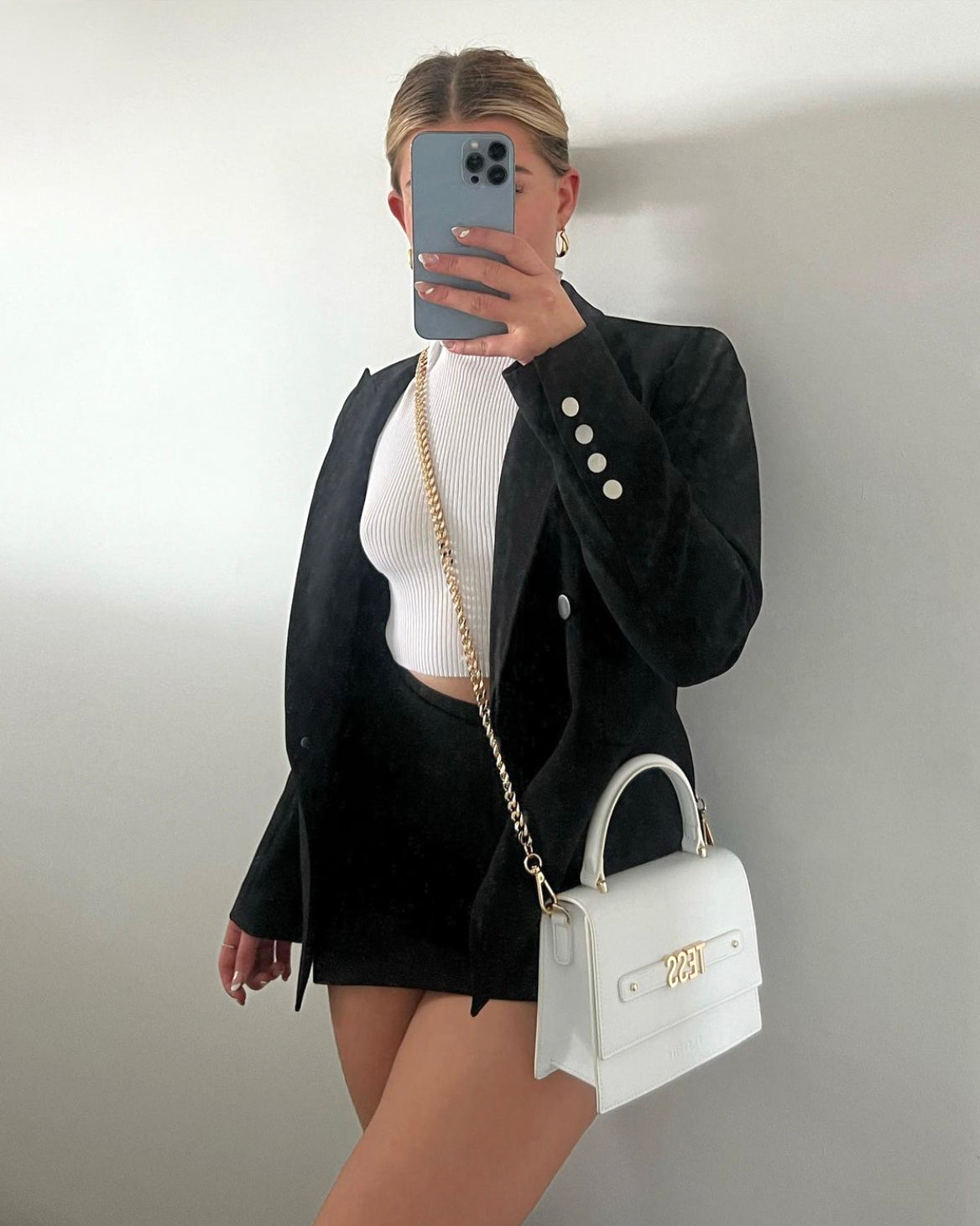 Evening Bag in White with Personalised Hardware