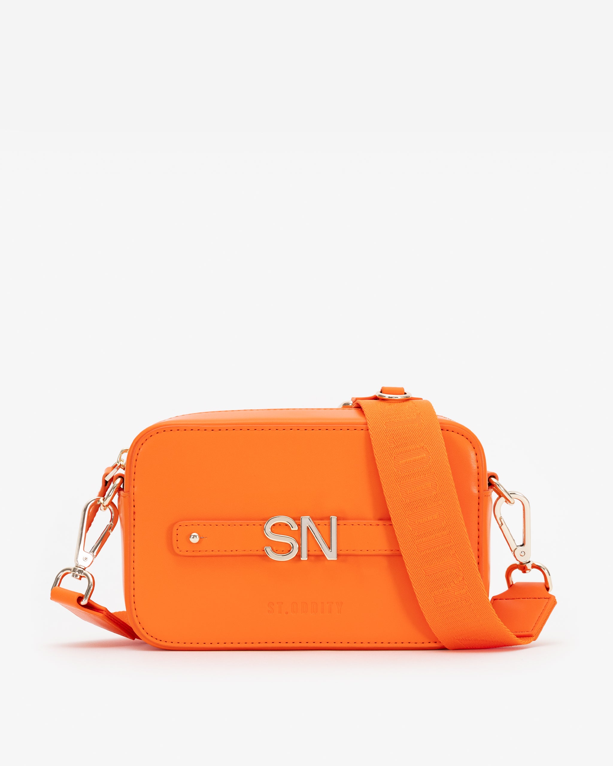 Zip Crossbody Bag in Orange with Personalised Hardware