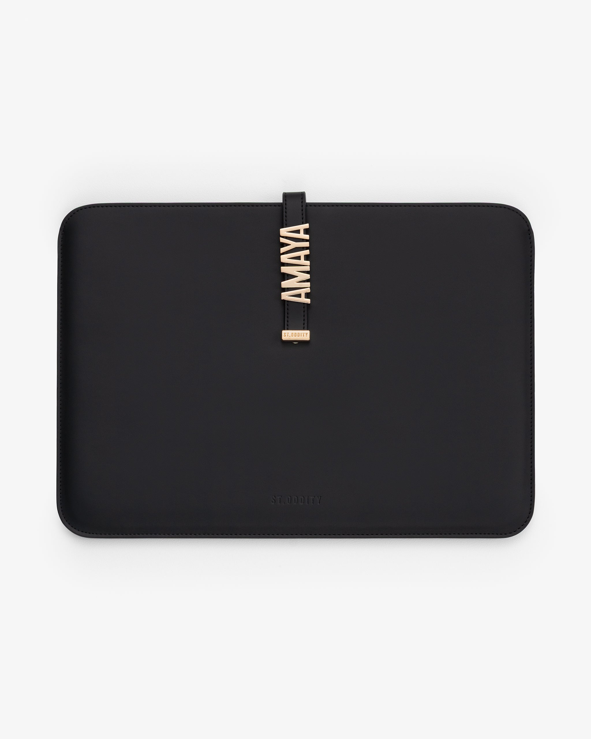 15"/16" Laptop Sleeve in Black/Gold with Personalised Hardware