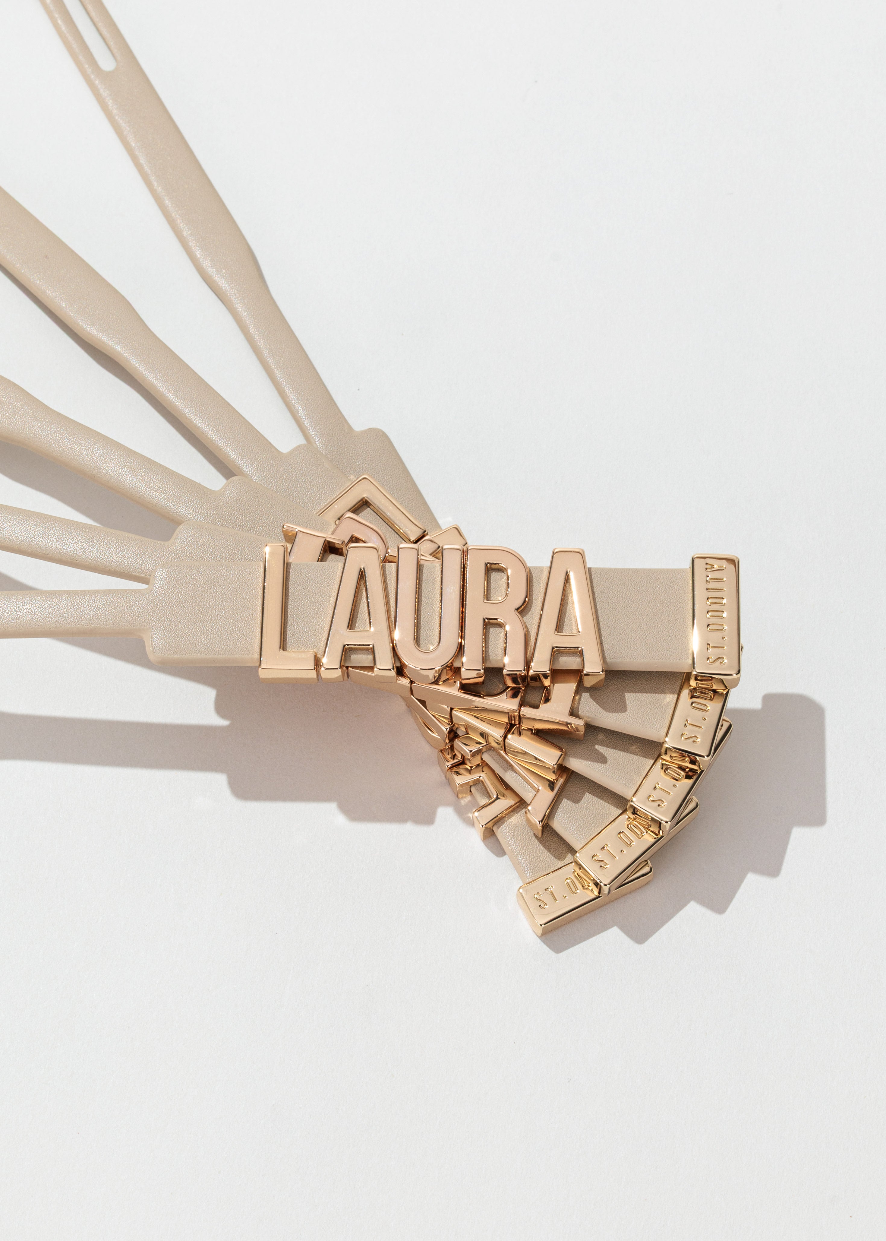 Luggage Tag in Light Sand with Personalised Hardware