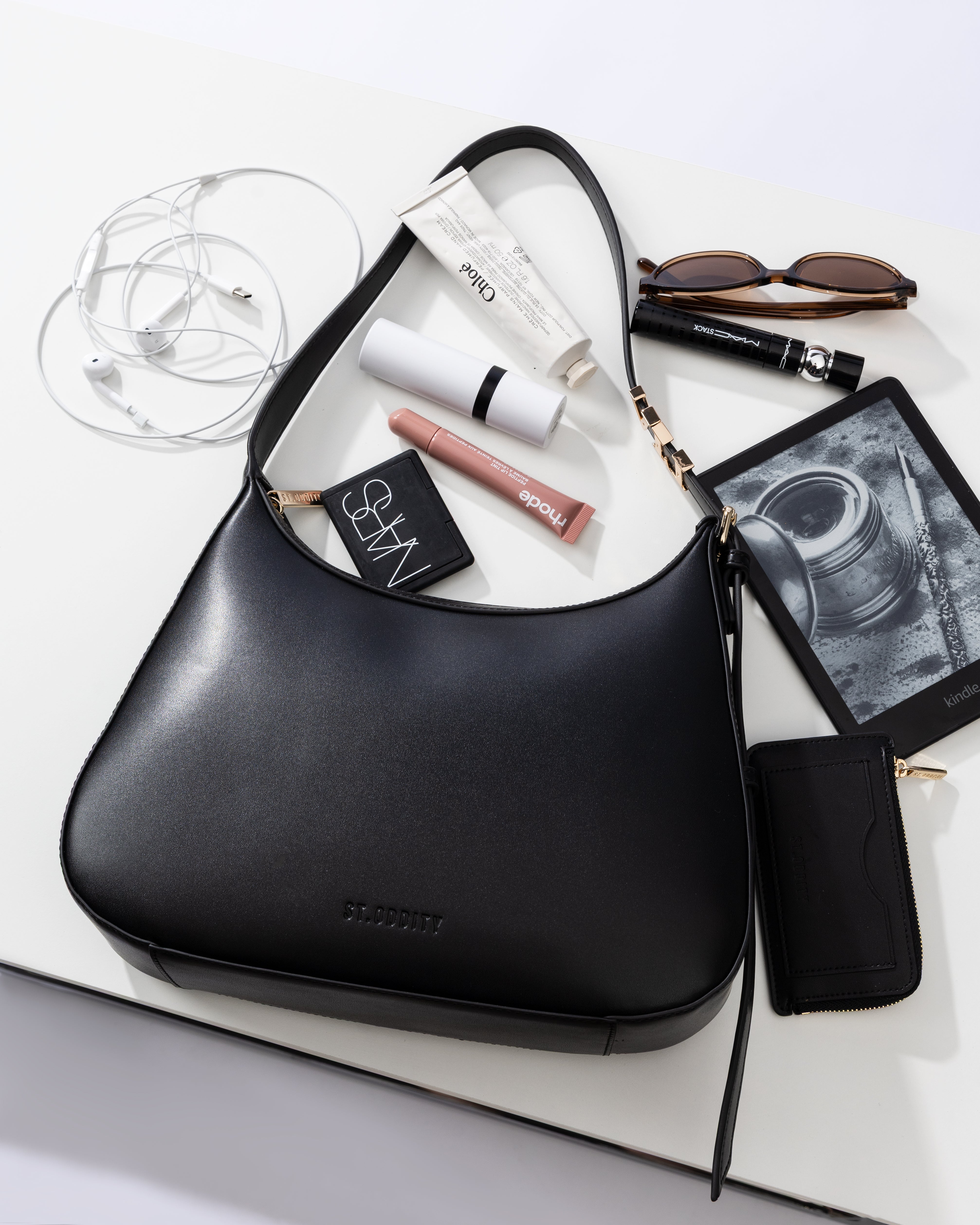 Day Shoulder Bag in Black/Gold with Personalised Hardware