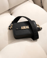 Zip Crossbody Bag in Black/Gold with Personalised Hardware