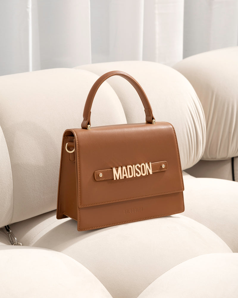 Large Evening Bag in Tan with Personalised Hardware