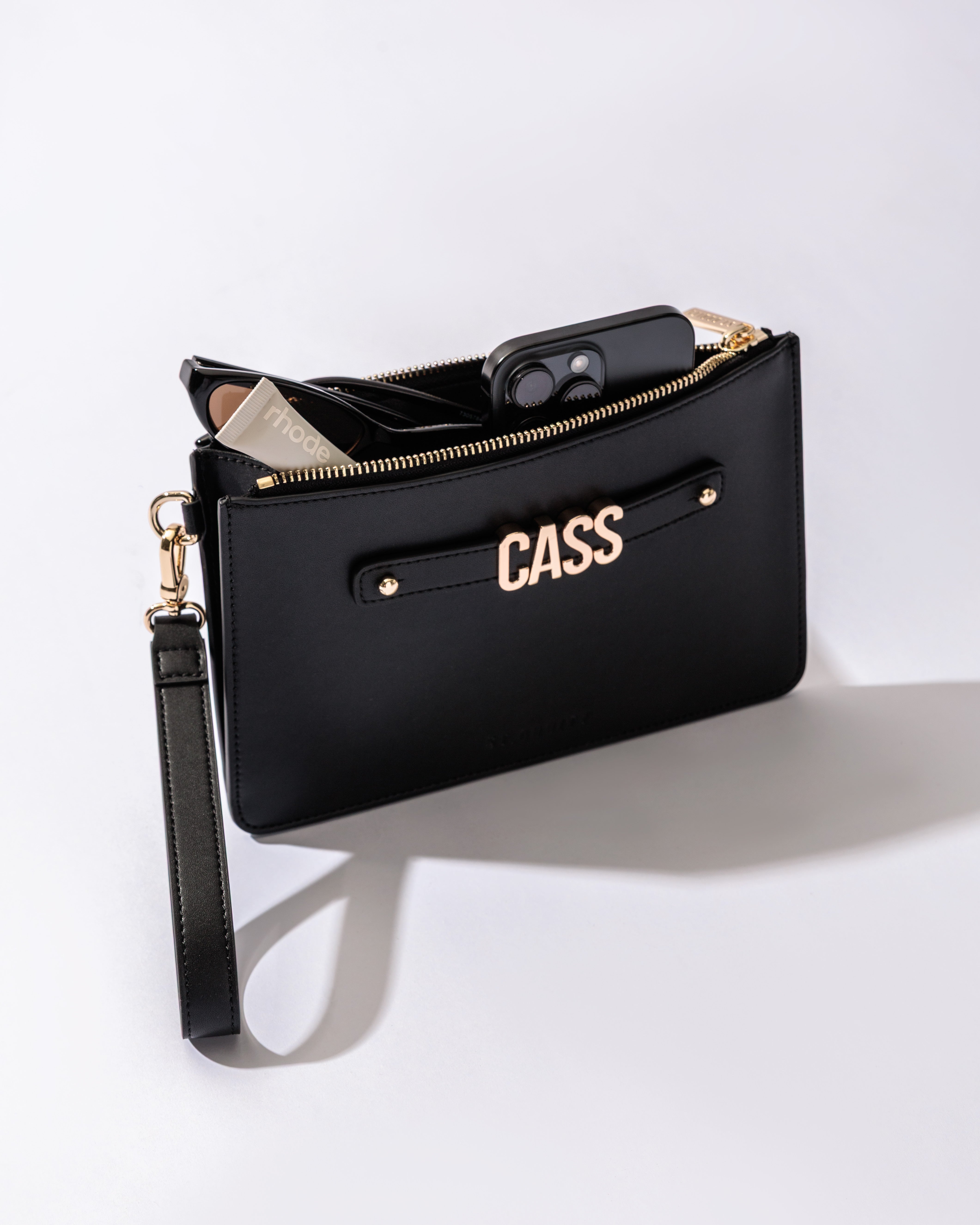 Pre-order (Mid-March): Pouch in Black/Gold with Personalised Hardware