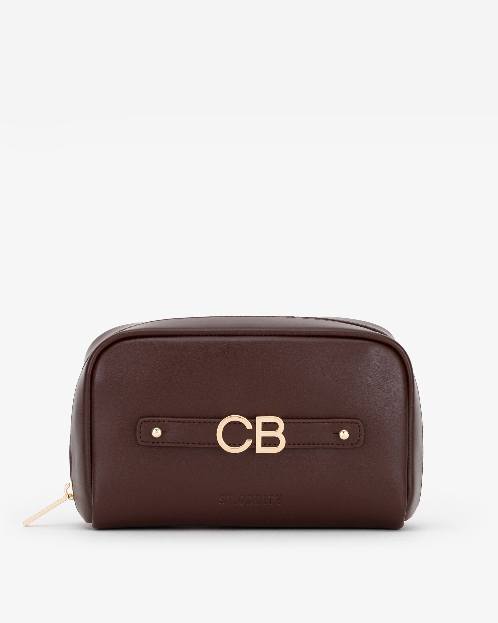 Cosmetic Pouch in Brown with Personalised Hardware