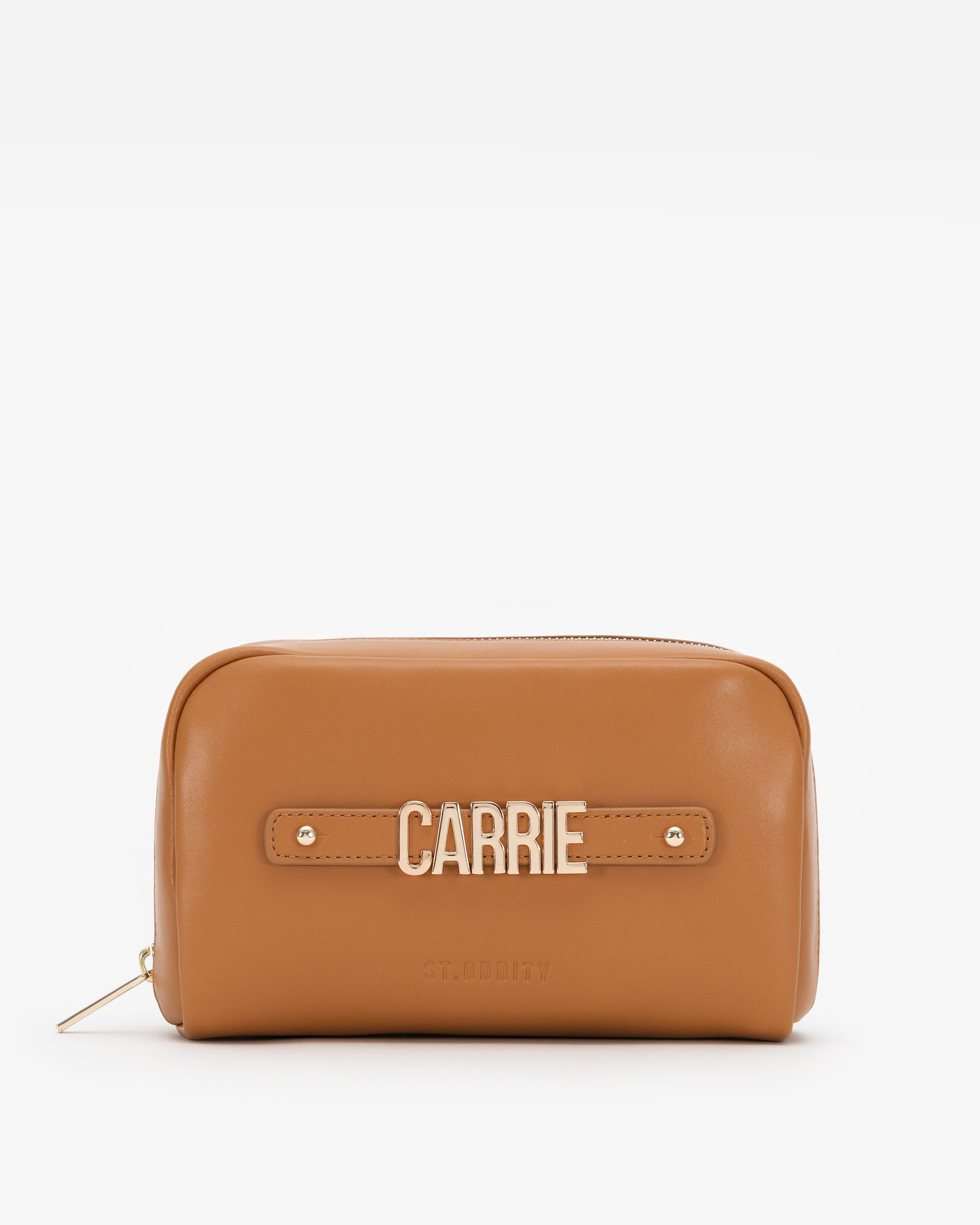Cosmetic Pouch in Caramel with Personalised Hardware
