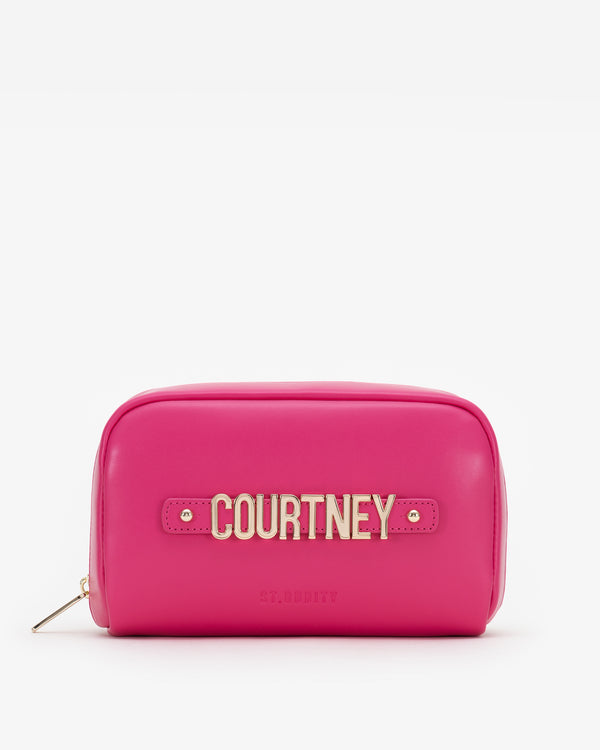 Cosmetic Pouch in Hot Pink with Personalised Hardware