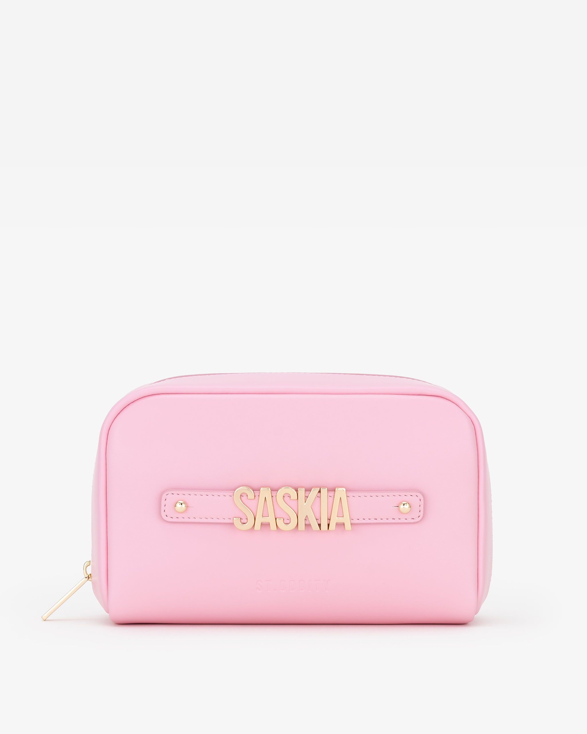 Cosmetic Pouch in Pink with Personalised Hardware – St. Oddity