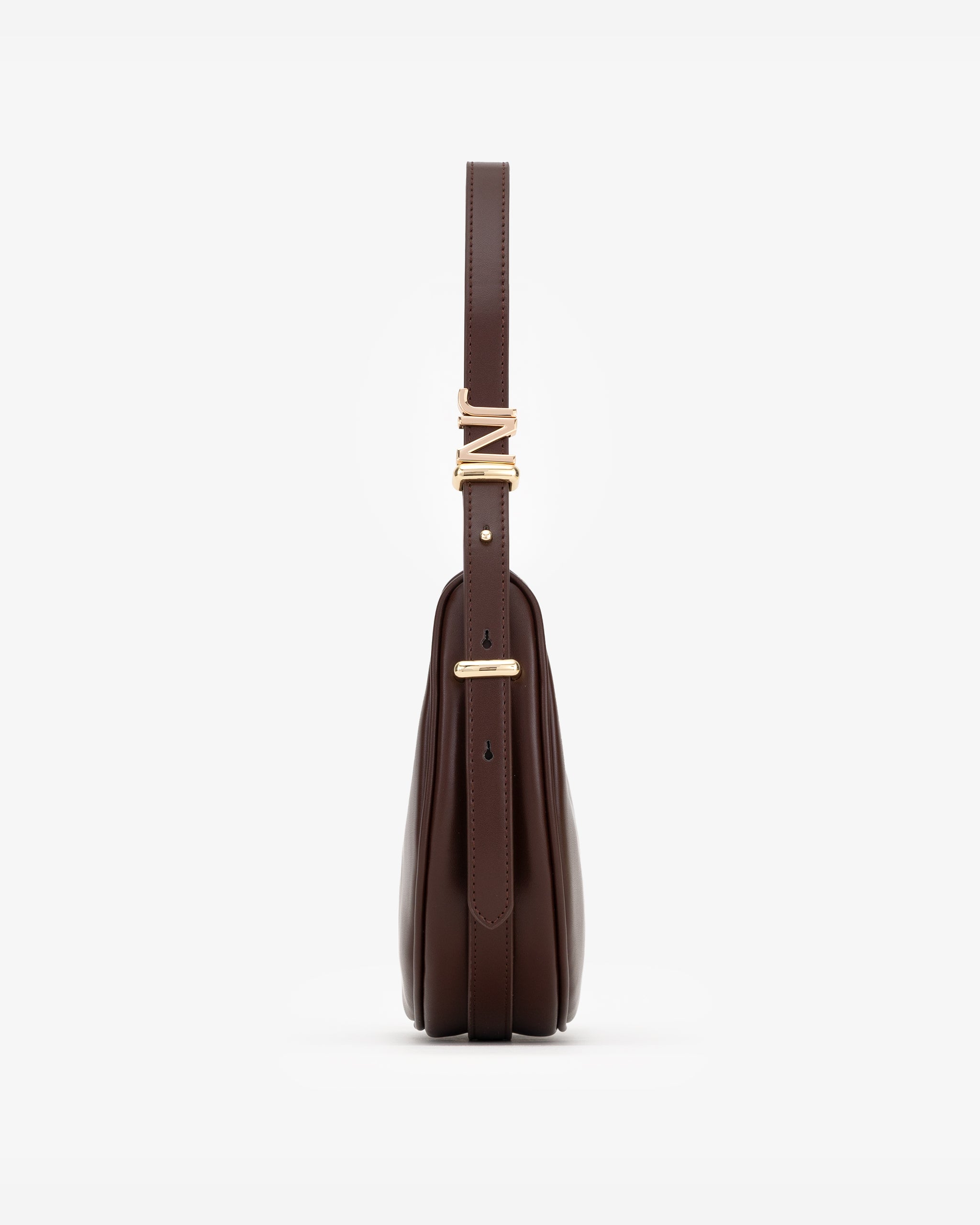 Crescent Shoulder Bag in Brown with Personalised Hardware