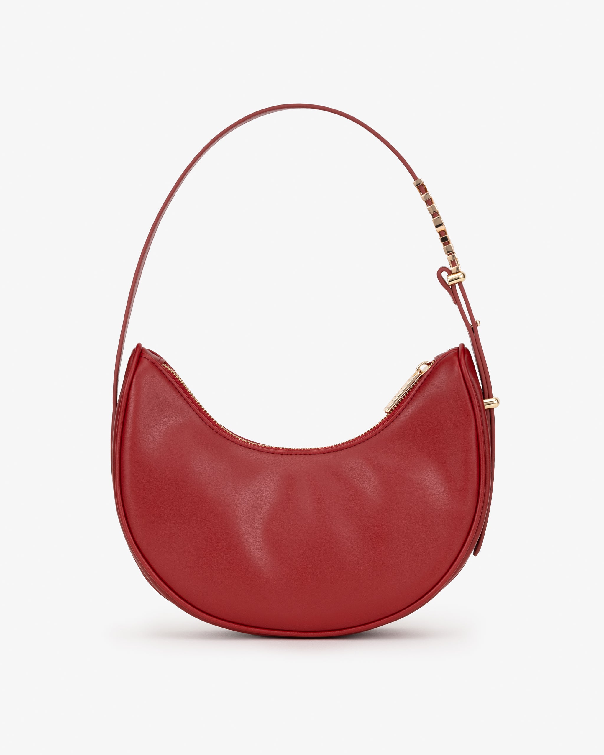 Crescent Shoulder Bag in Cherry Red with Personalised Hardware