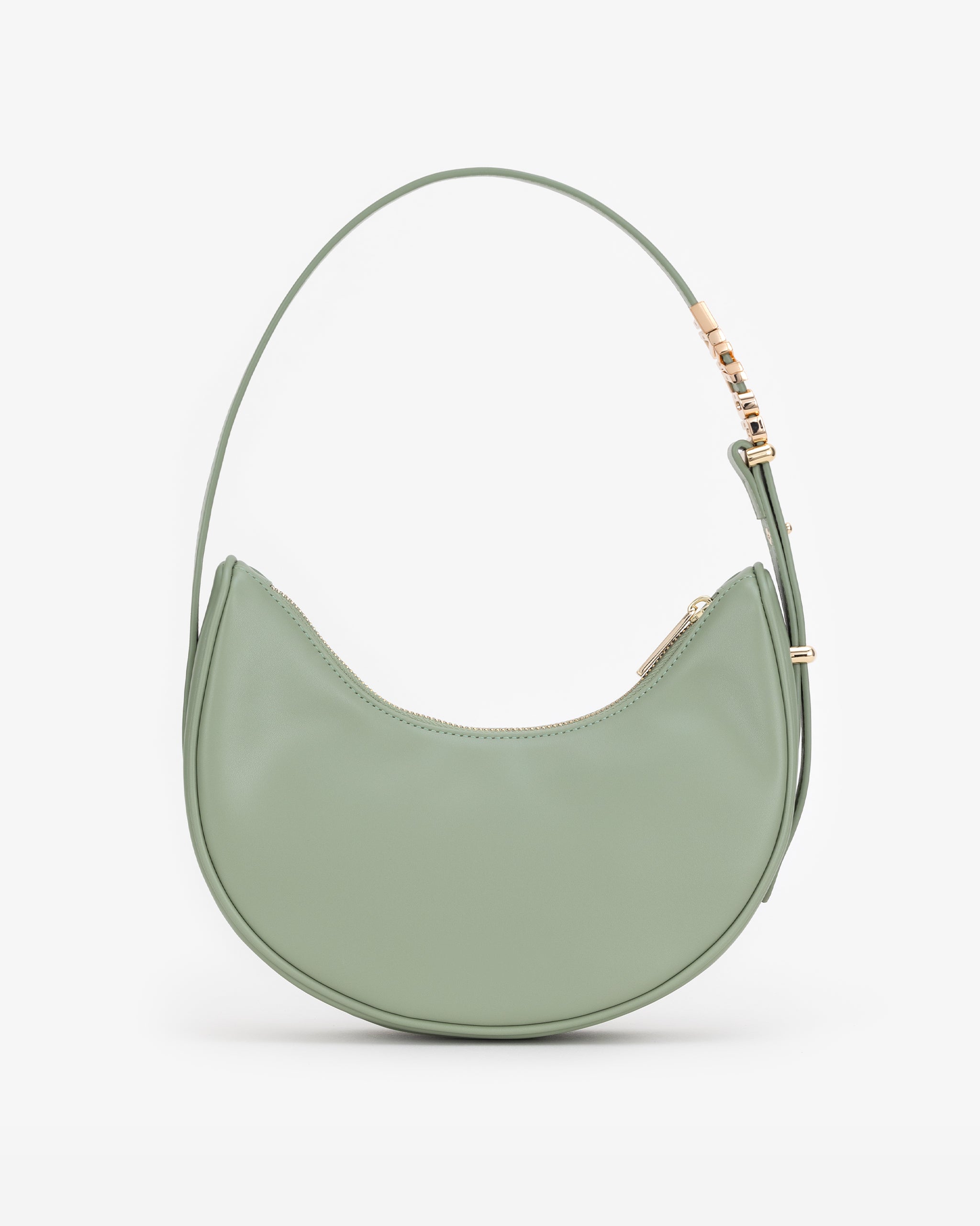 Crescent Shoulder Bag in Sage with Personalised Hardware