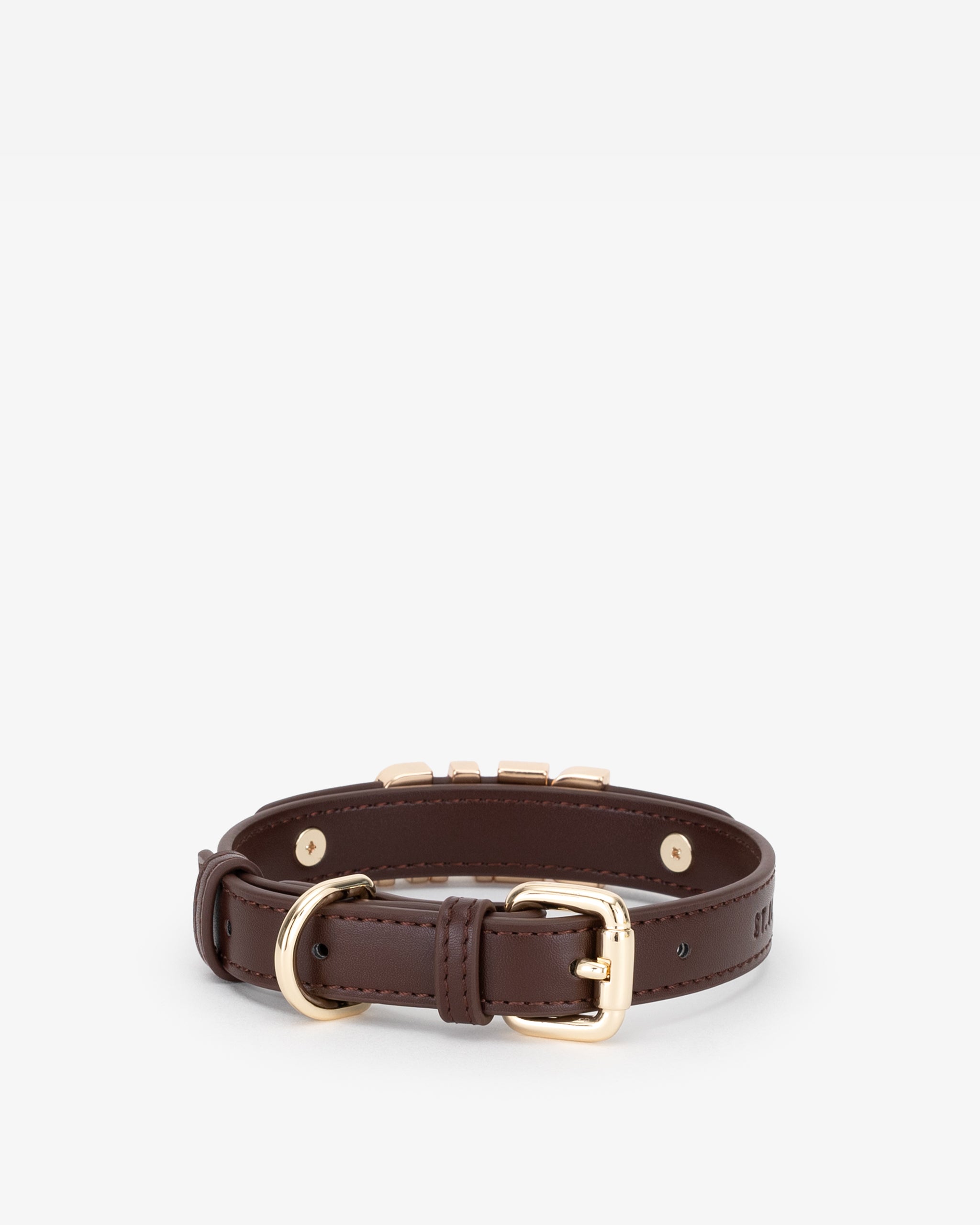 Dog Collar in Brown with Personalised Hardware