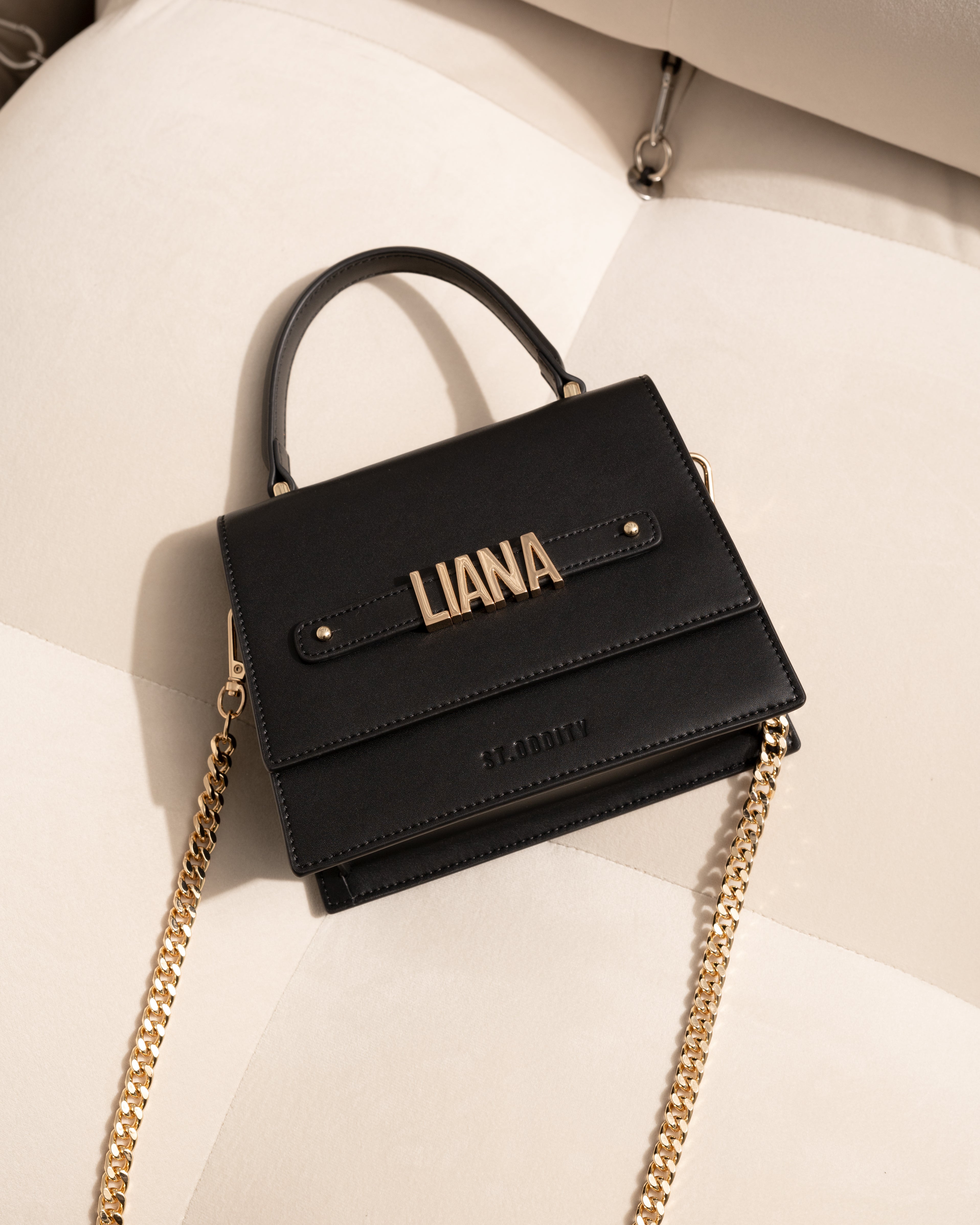 Evening Bag in Black/Gold with Personalised Hardware