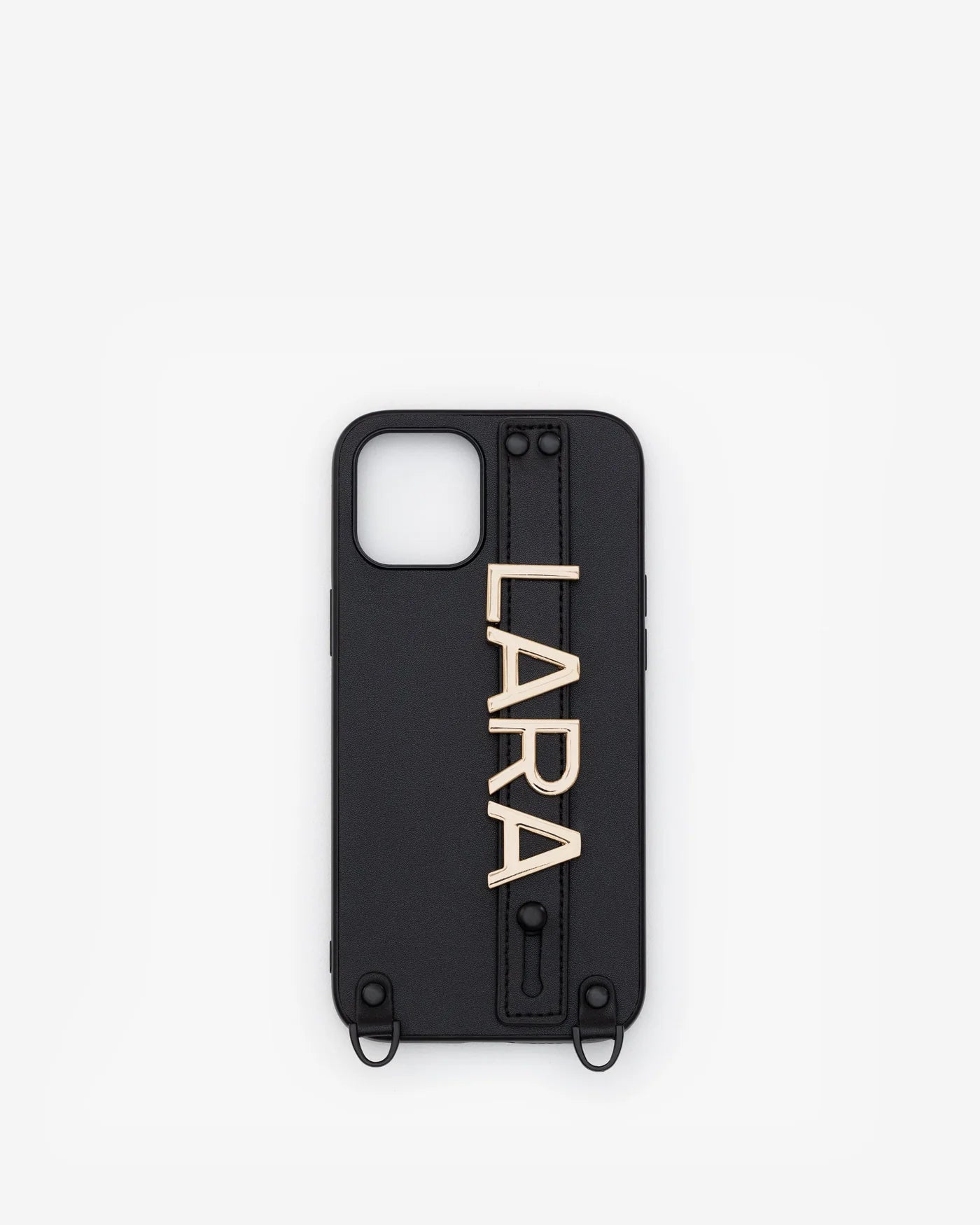 iPhone 15 Plus Case in Black/Gold with Personalised Hardware