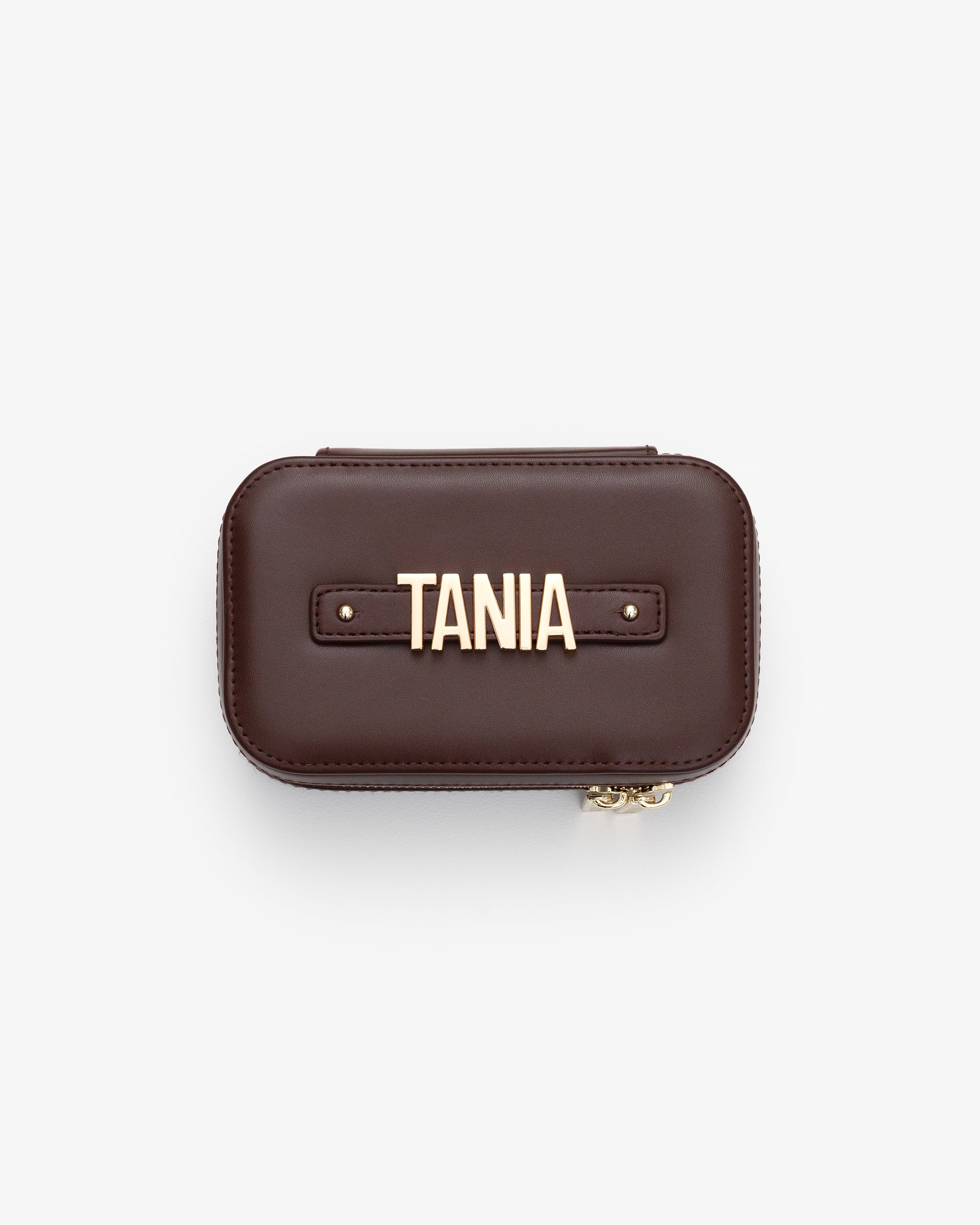 Jewellery Case in Brown with Personalised Hardware