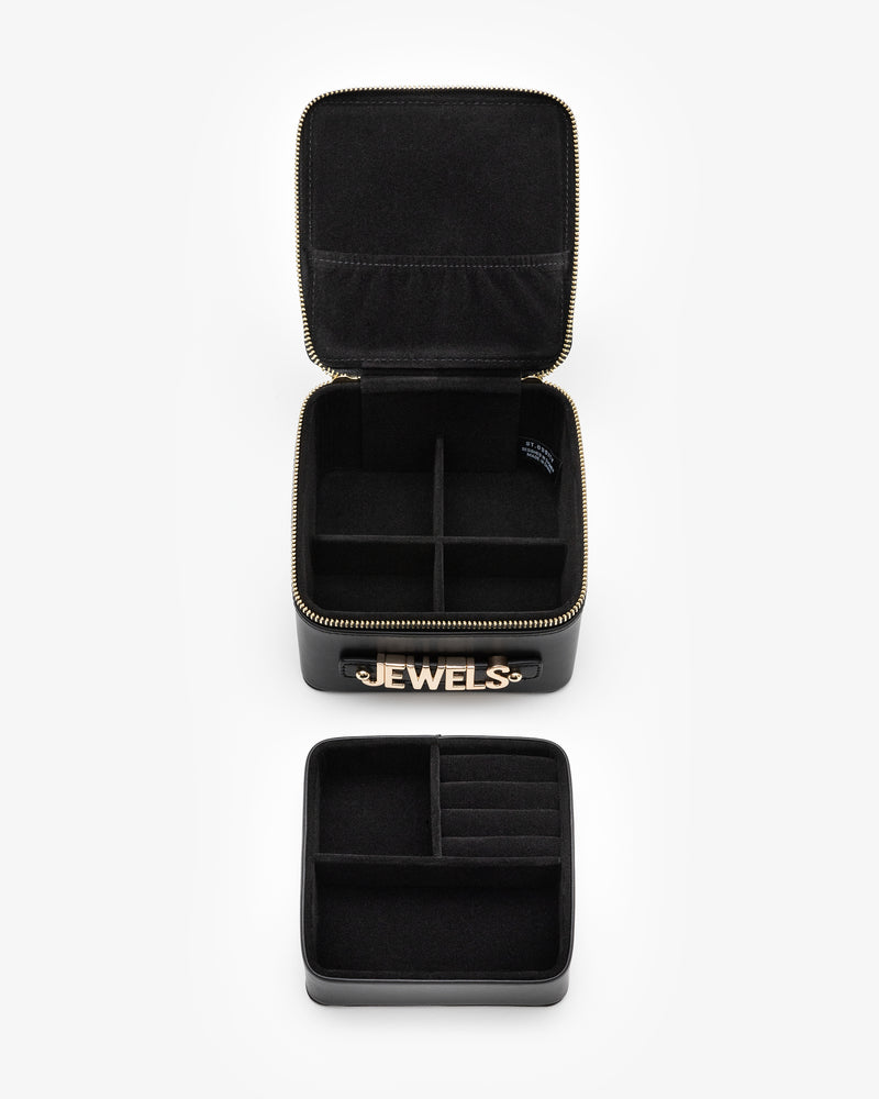 Jewellery Case in Black/Gunmetal with Personalised Hardware