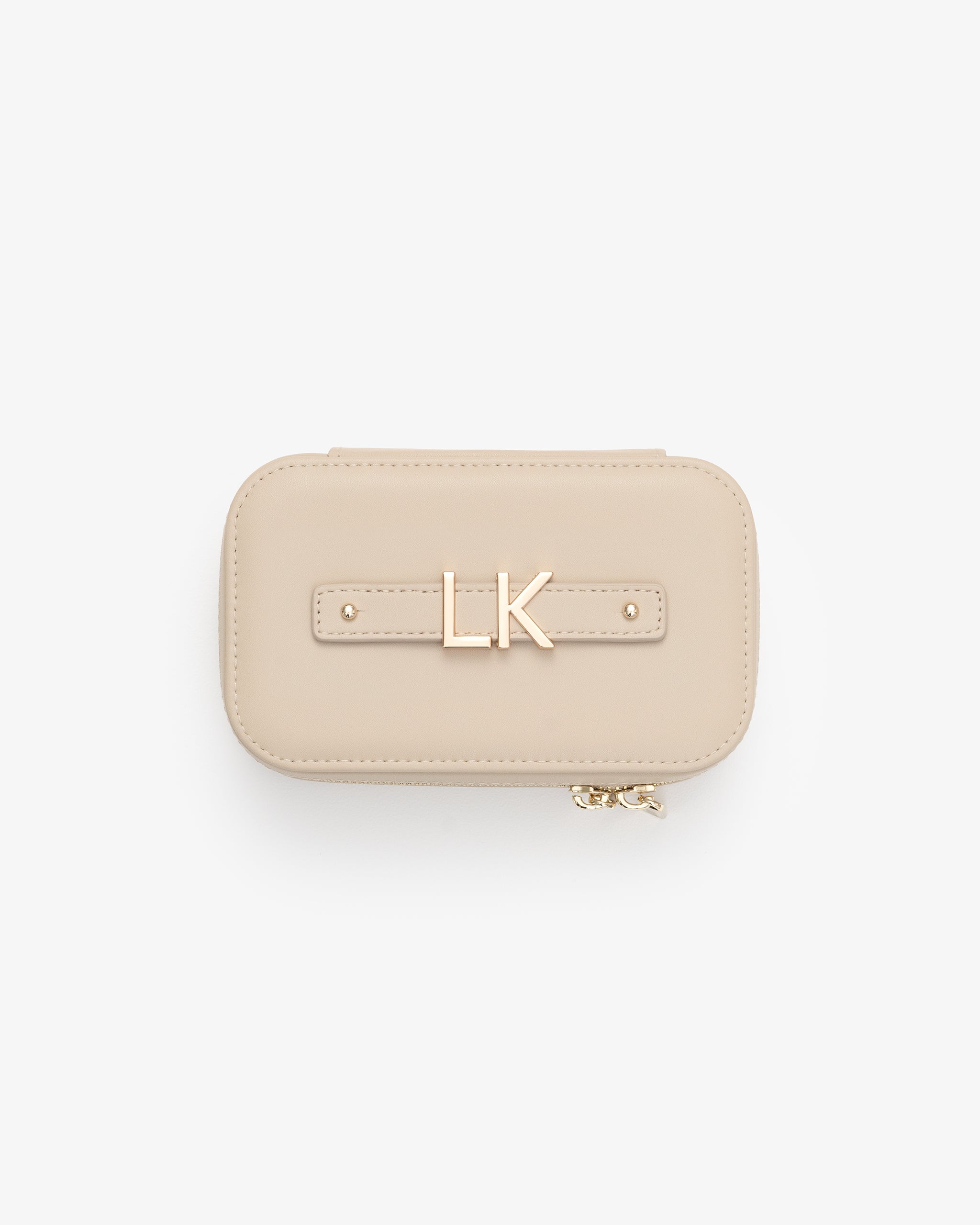 Jewellery Case in Light Sand with Personalised Hardware