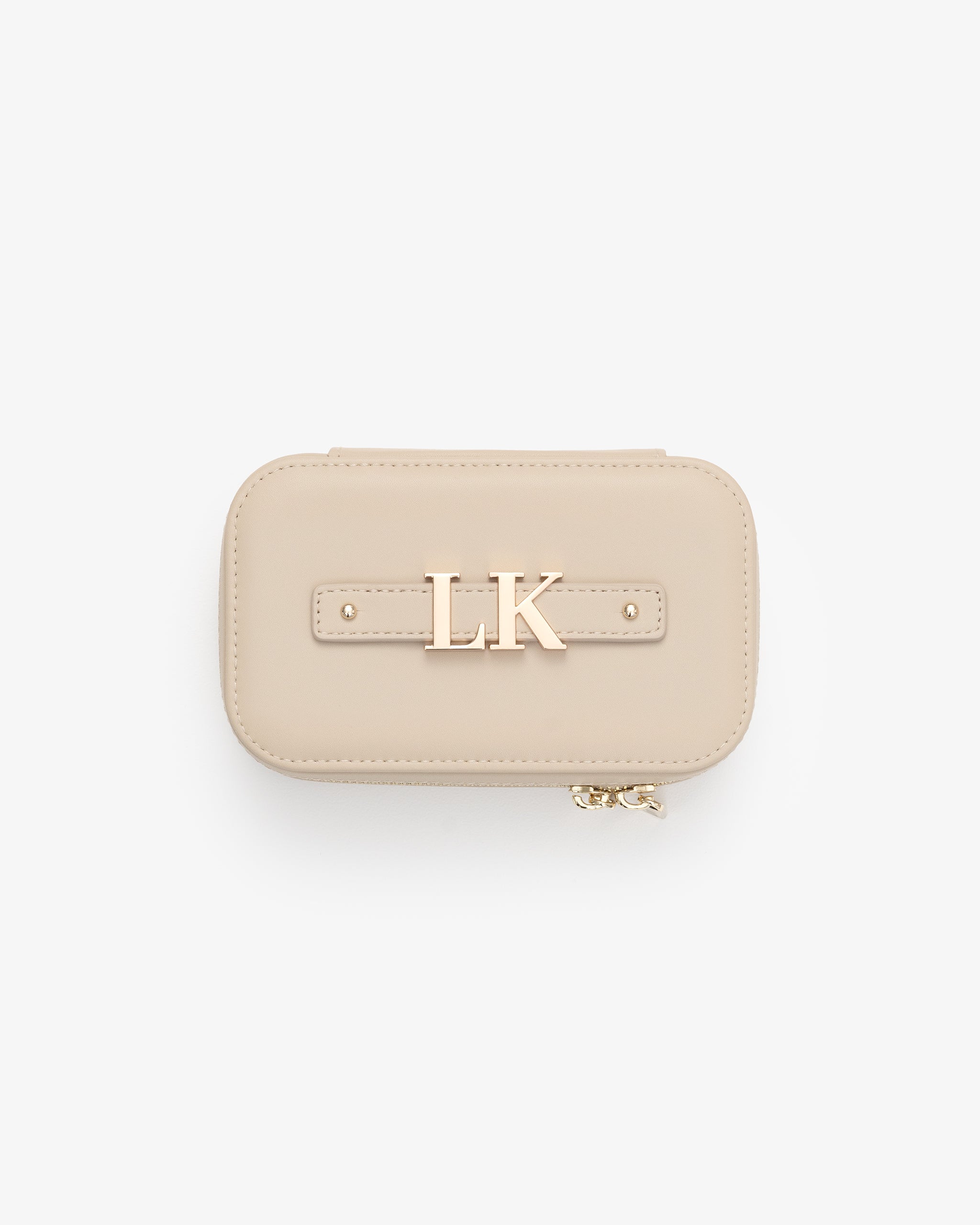 Jewellery Case in Light Sand with Personalised Hardware
