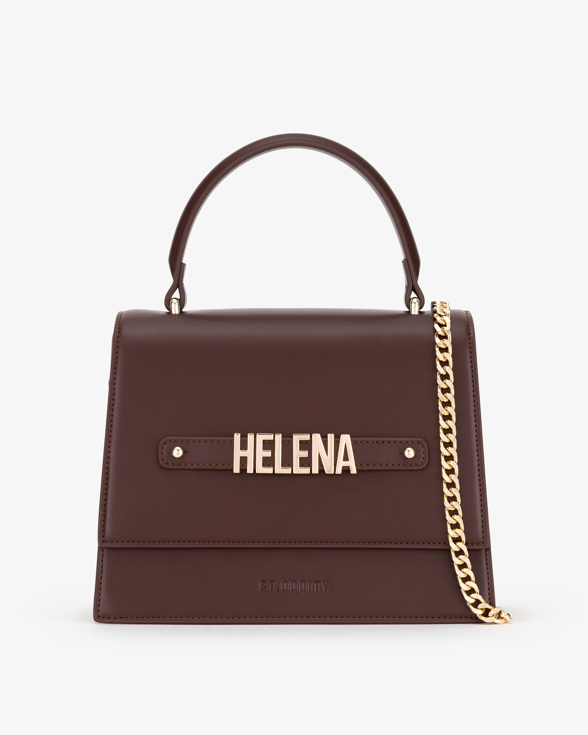 Large Evening Bag in Brown with Personalised Hardware