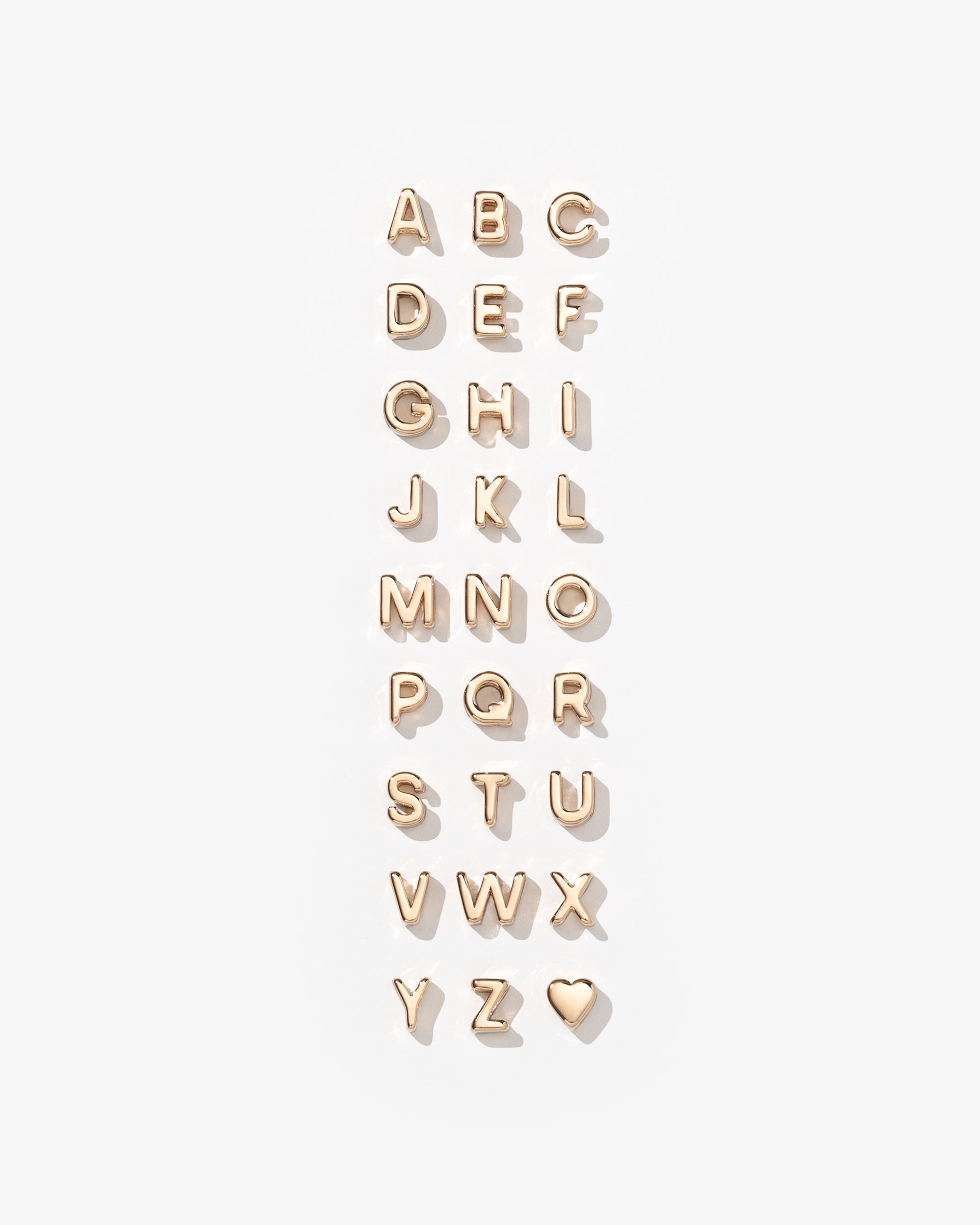 Micro gold letters in A-Z