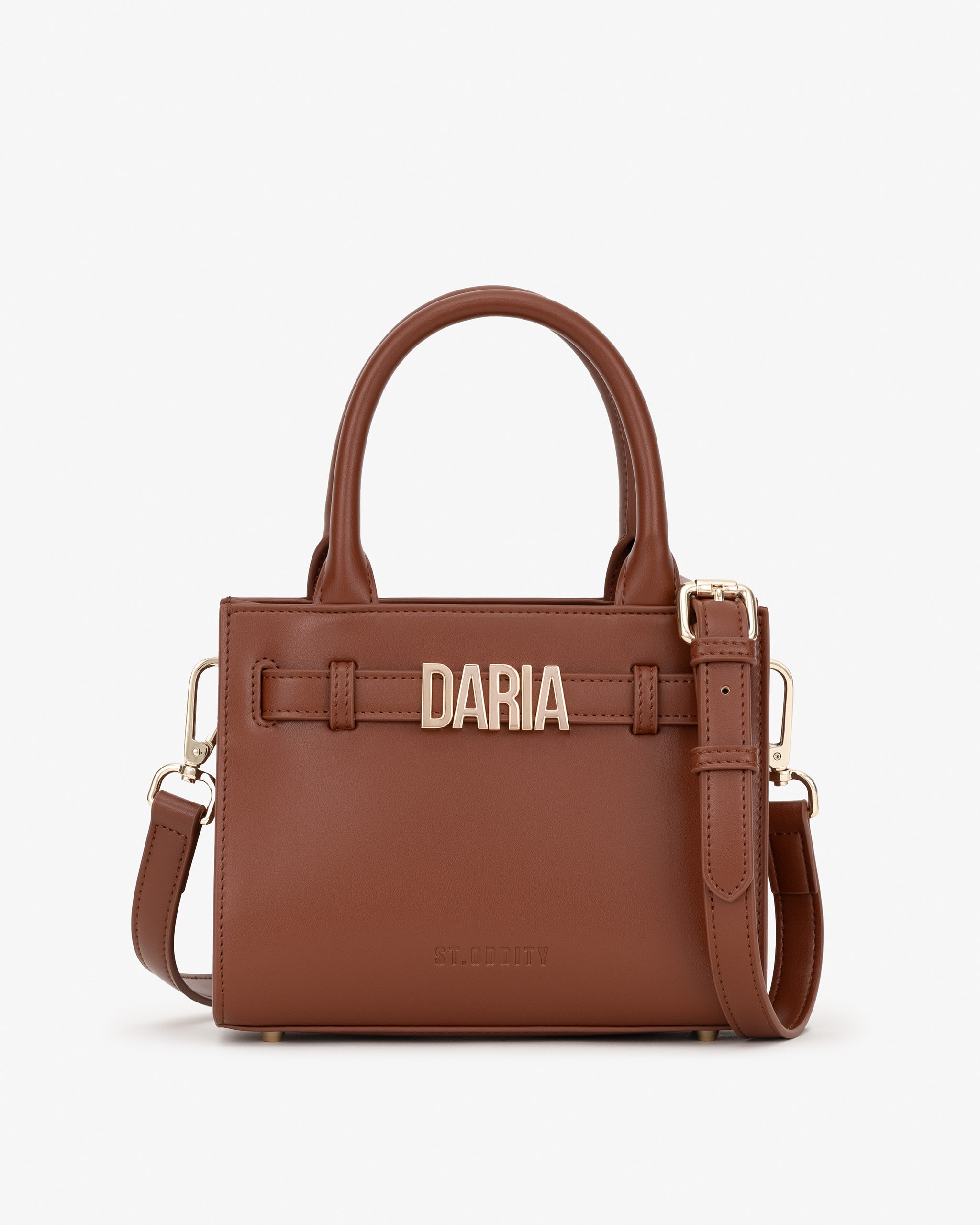 Mini Belt Tote in Cognac with Personalised Hardware