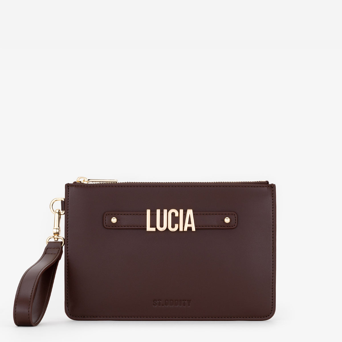 Pouch in Brown with Personalised Hardware – St. Oddity