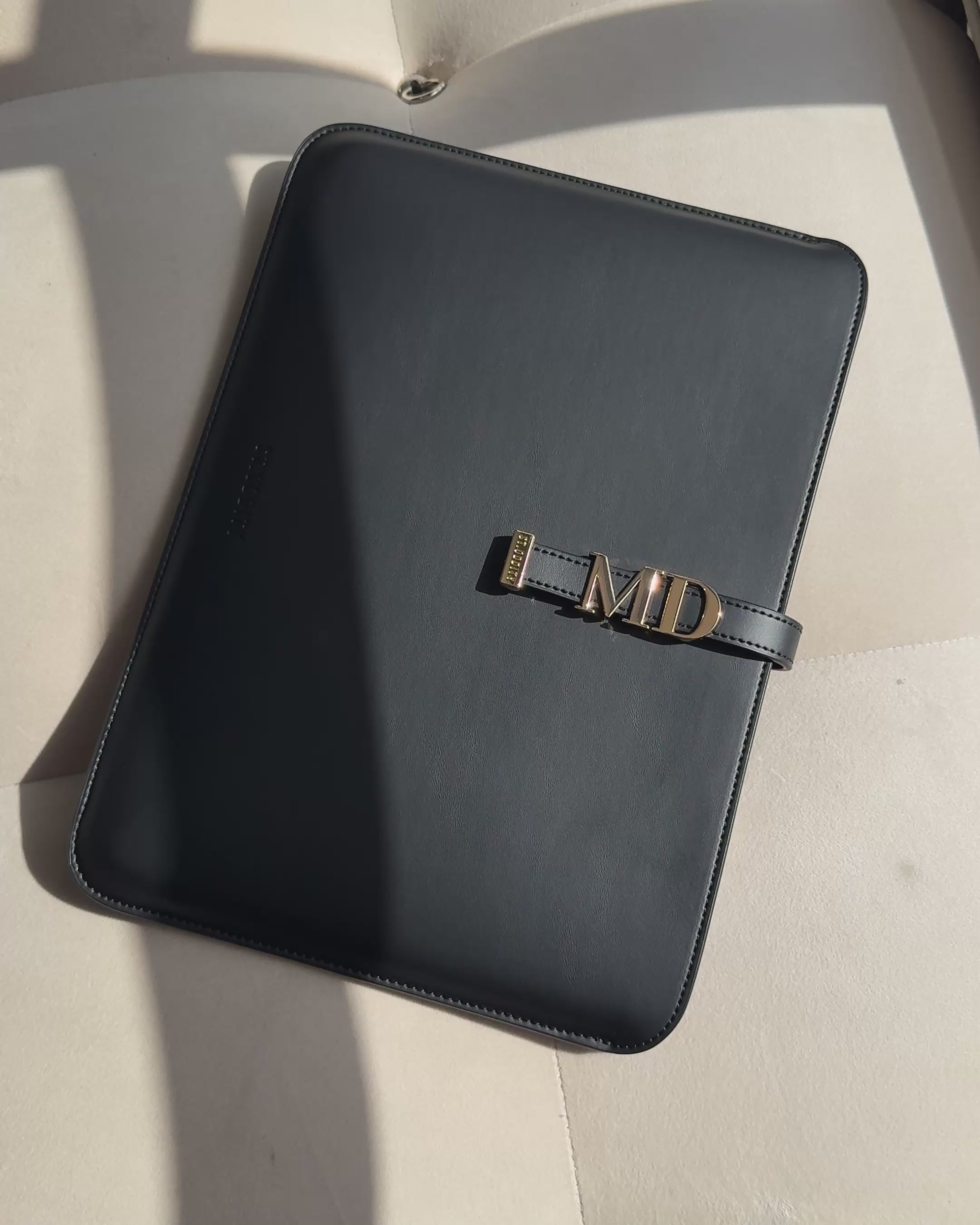 Laptop Sleeve in Black/Gold with Serif Letters