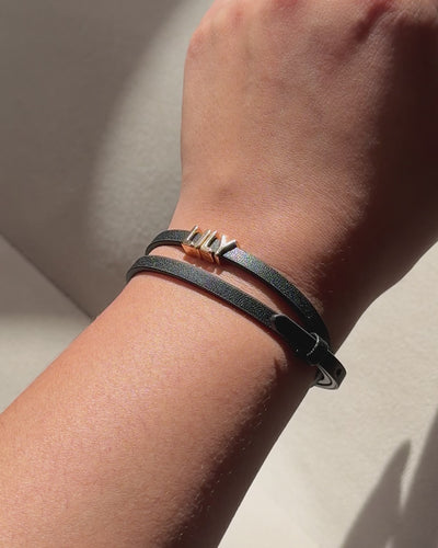 Double Loop Bracelets in Black and Light Sand