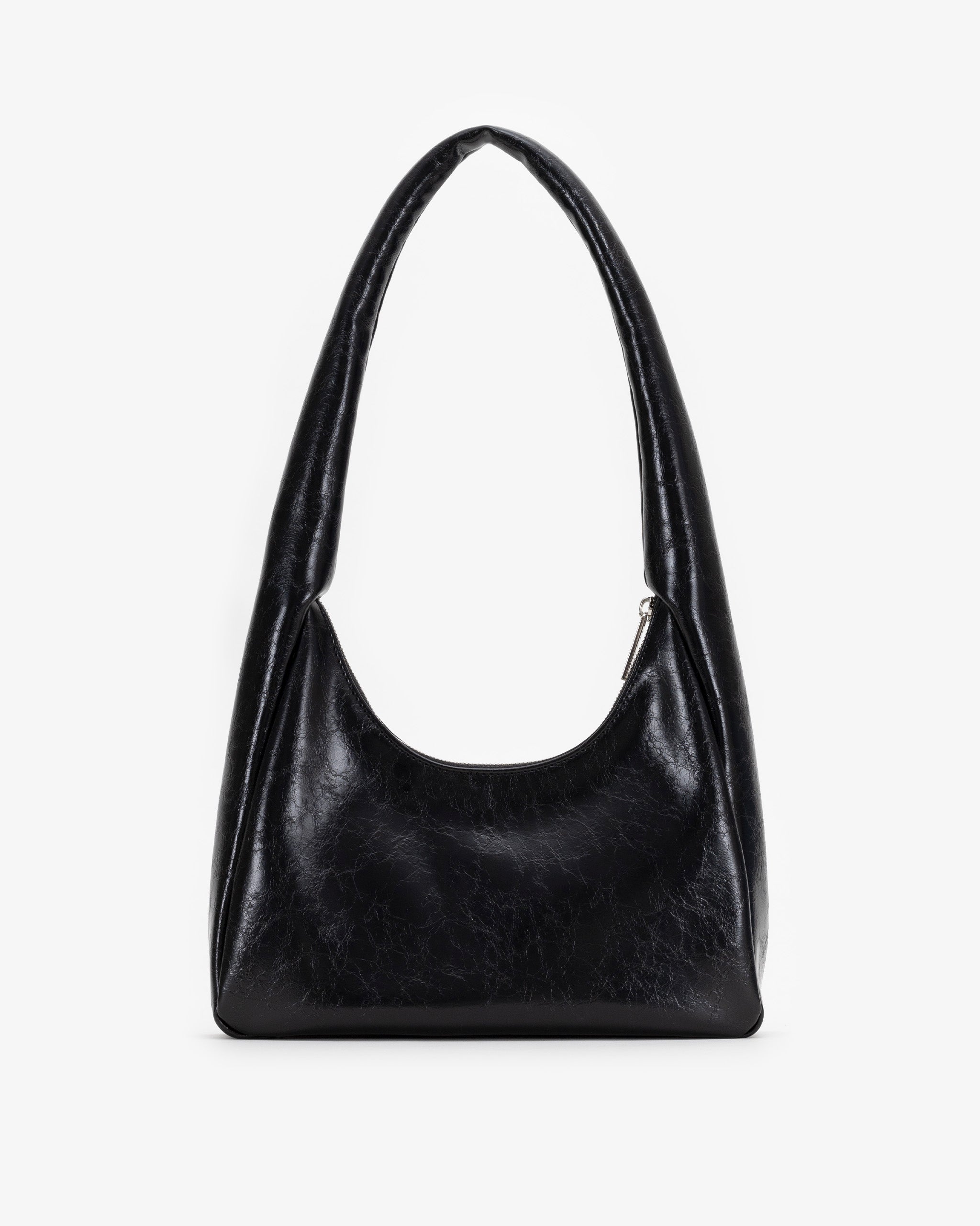 Soft Shoulder Bag in Black Crinkle