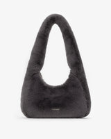 Soft Shoulder Bag in Graphite Grey Fur