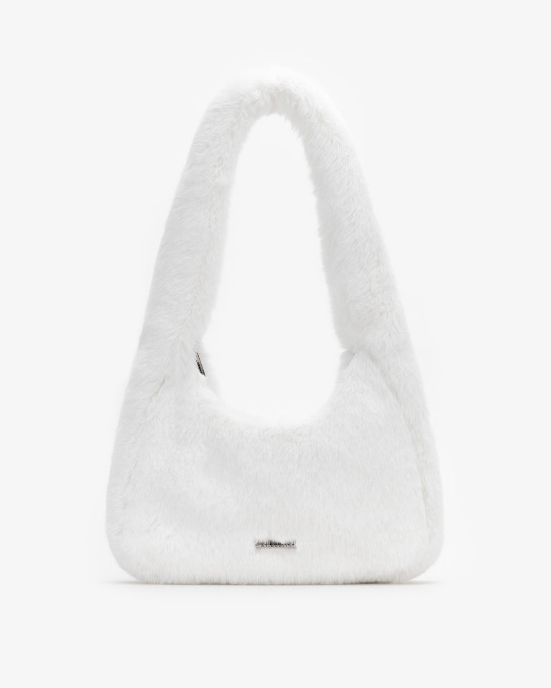 Soft Shoulder Bag in White Fur