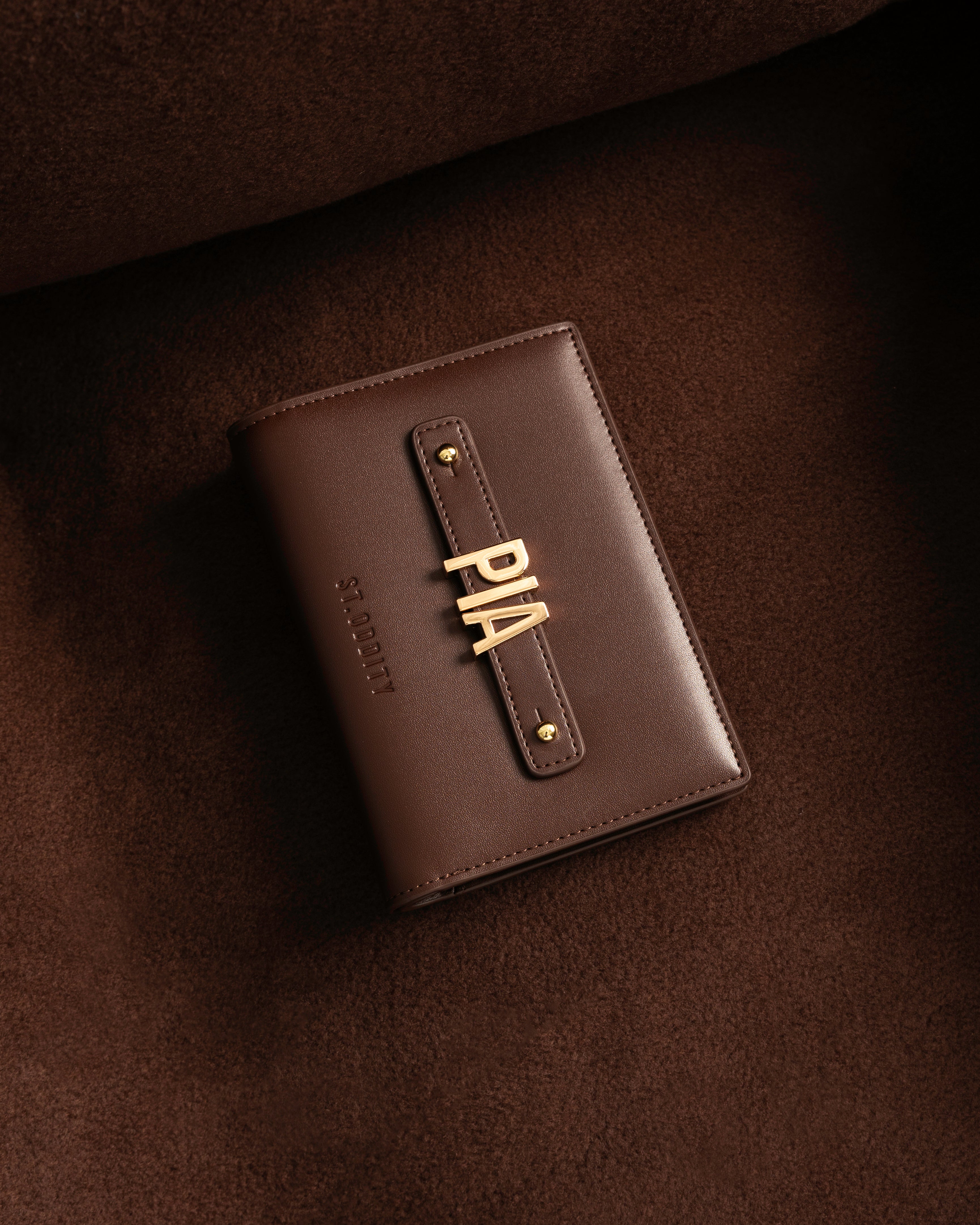 Travel Wallet in Brown with Personalised Hardware