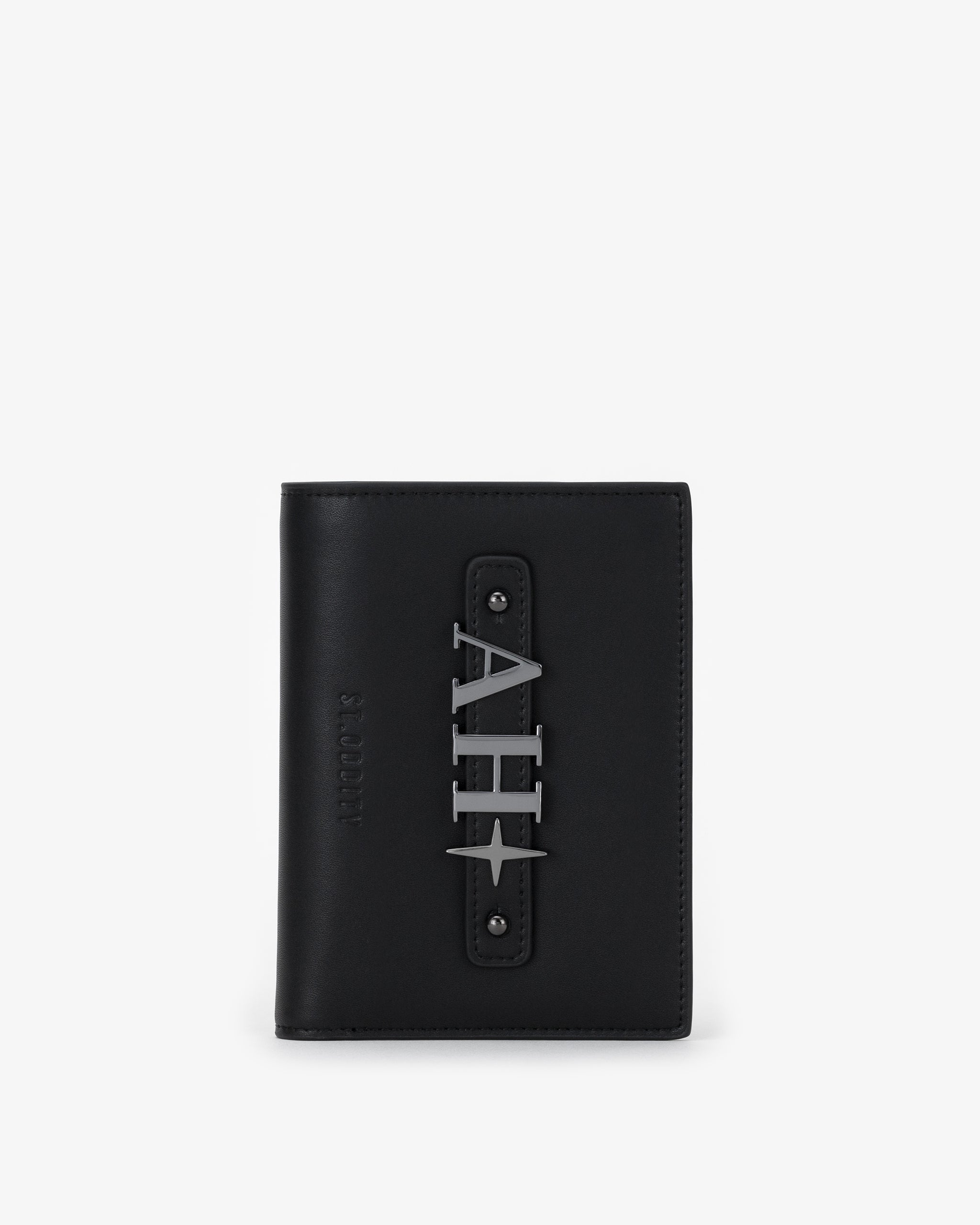 Travel Wallet in Black/Gunmetal with Personalised Hardware