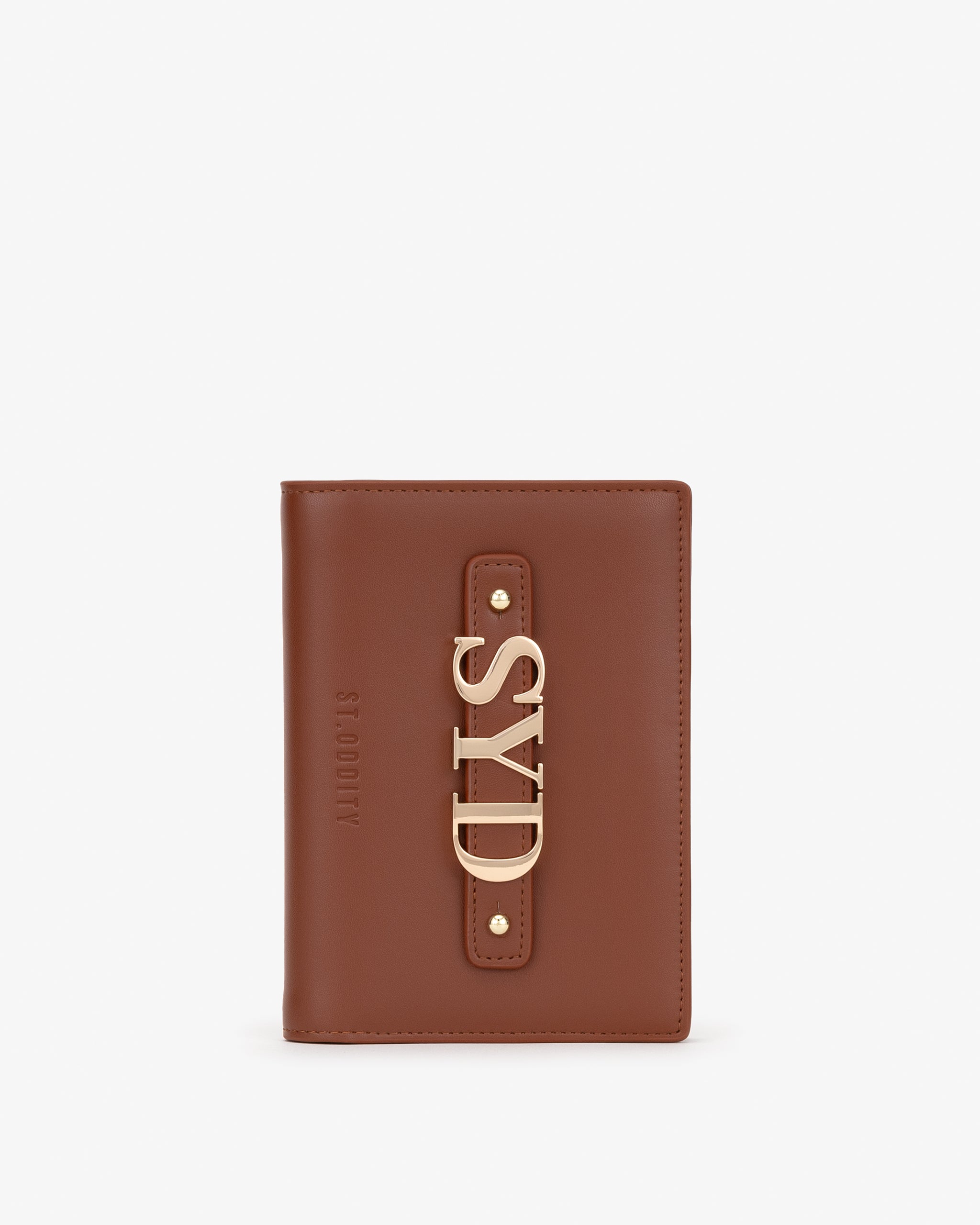 Travel Wallet in Cognac with Personalised Hardware