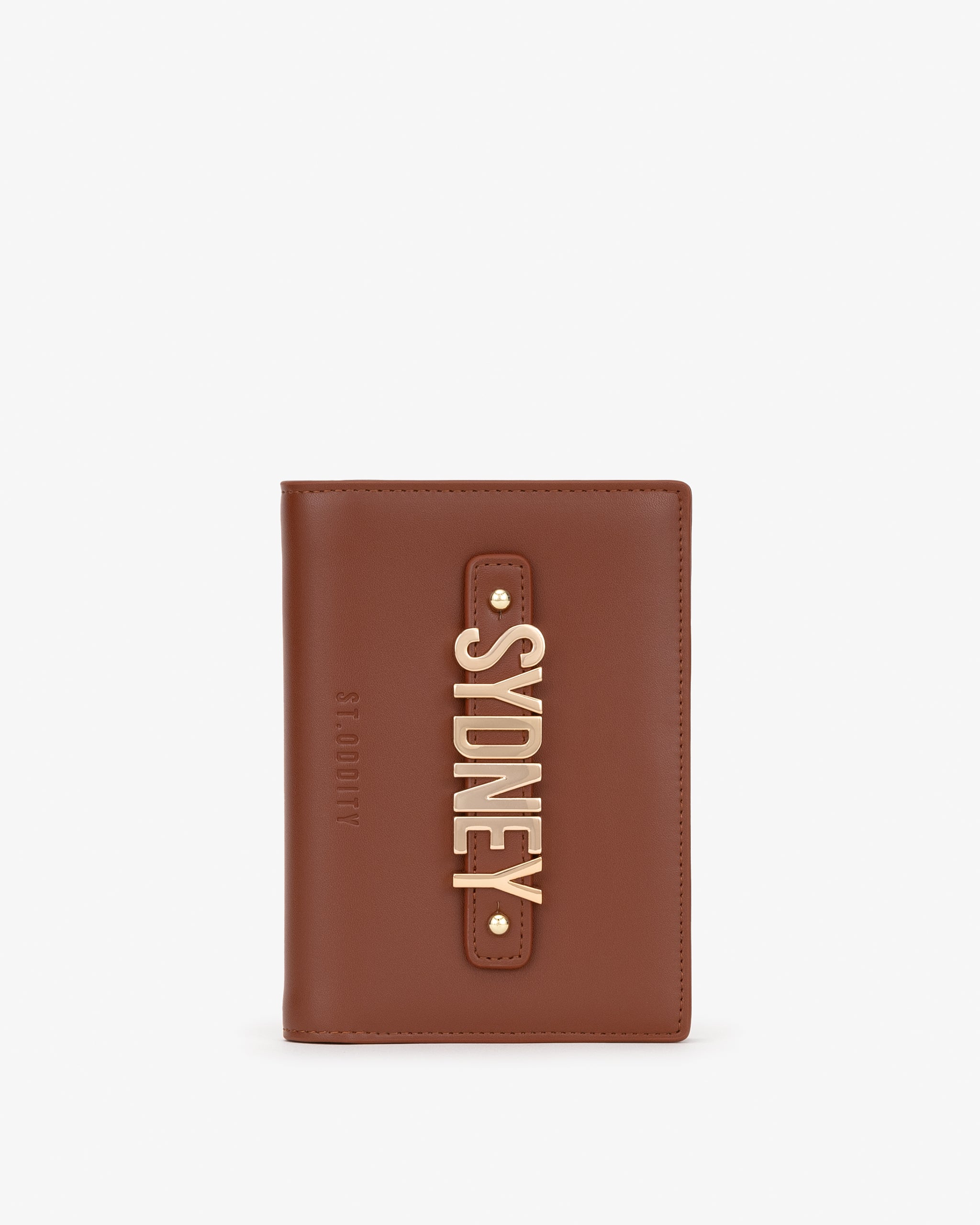 Travel Wallet in Cognac with Personalised Hardware