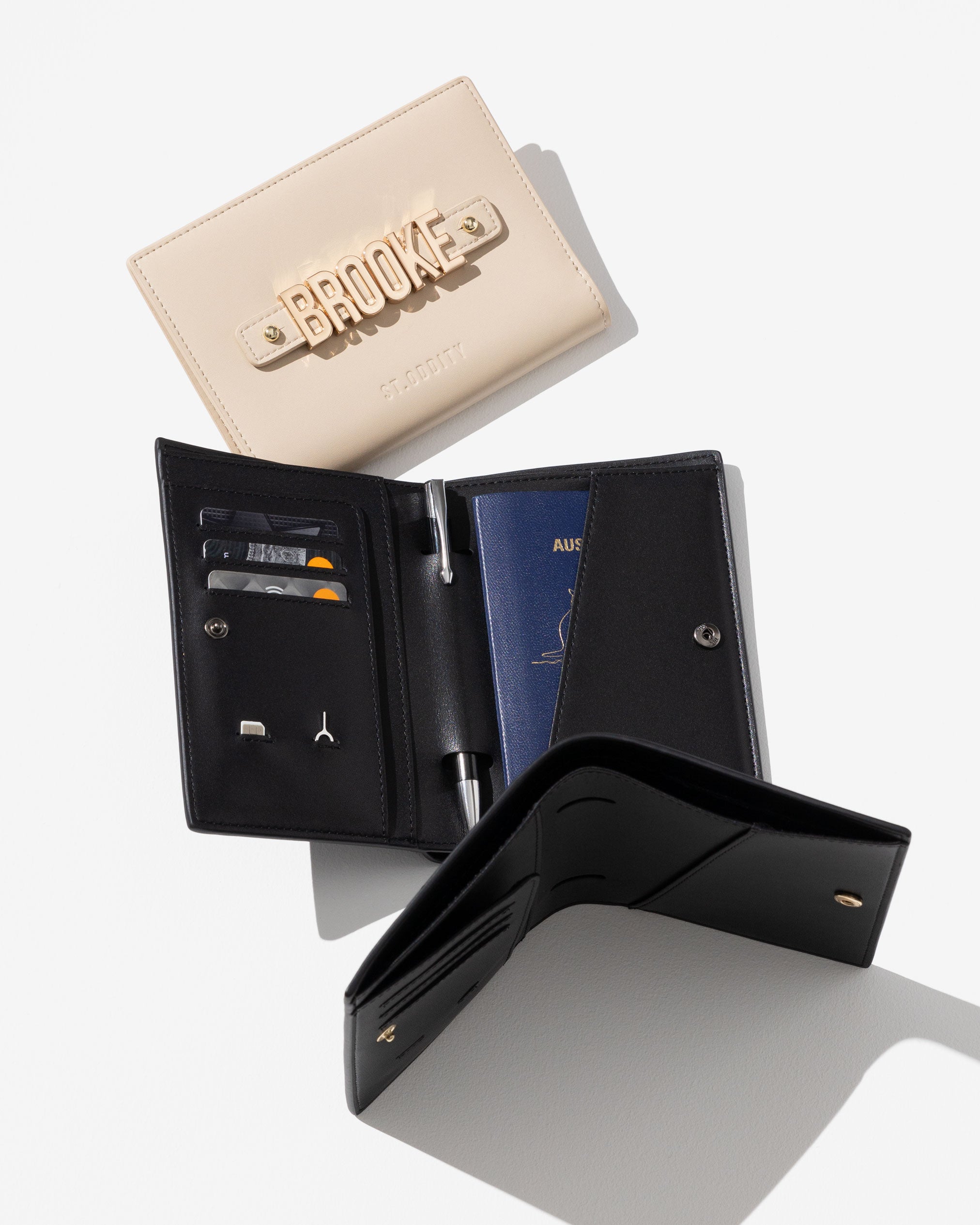 Travel Wallet in Light Sand with Personalised Hardware