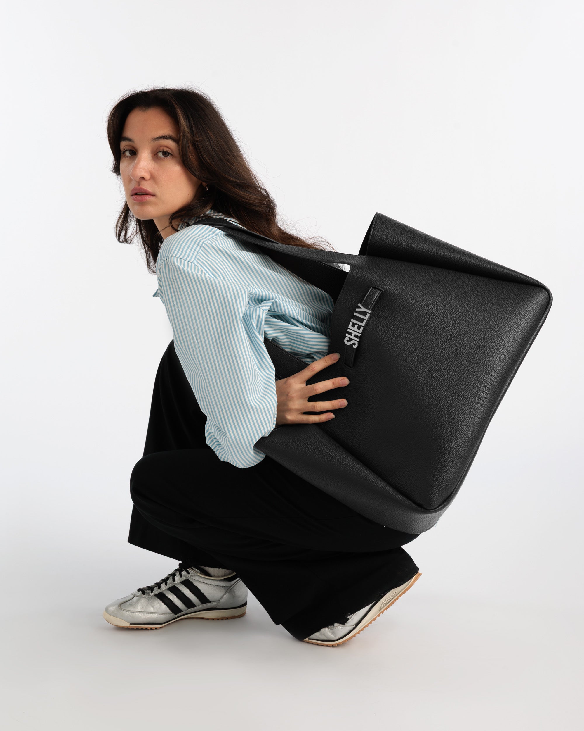 XL Casual Tote in Black/Gunmetal with Personalised Hardware