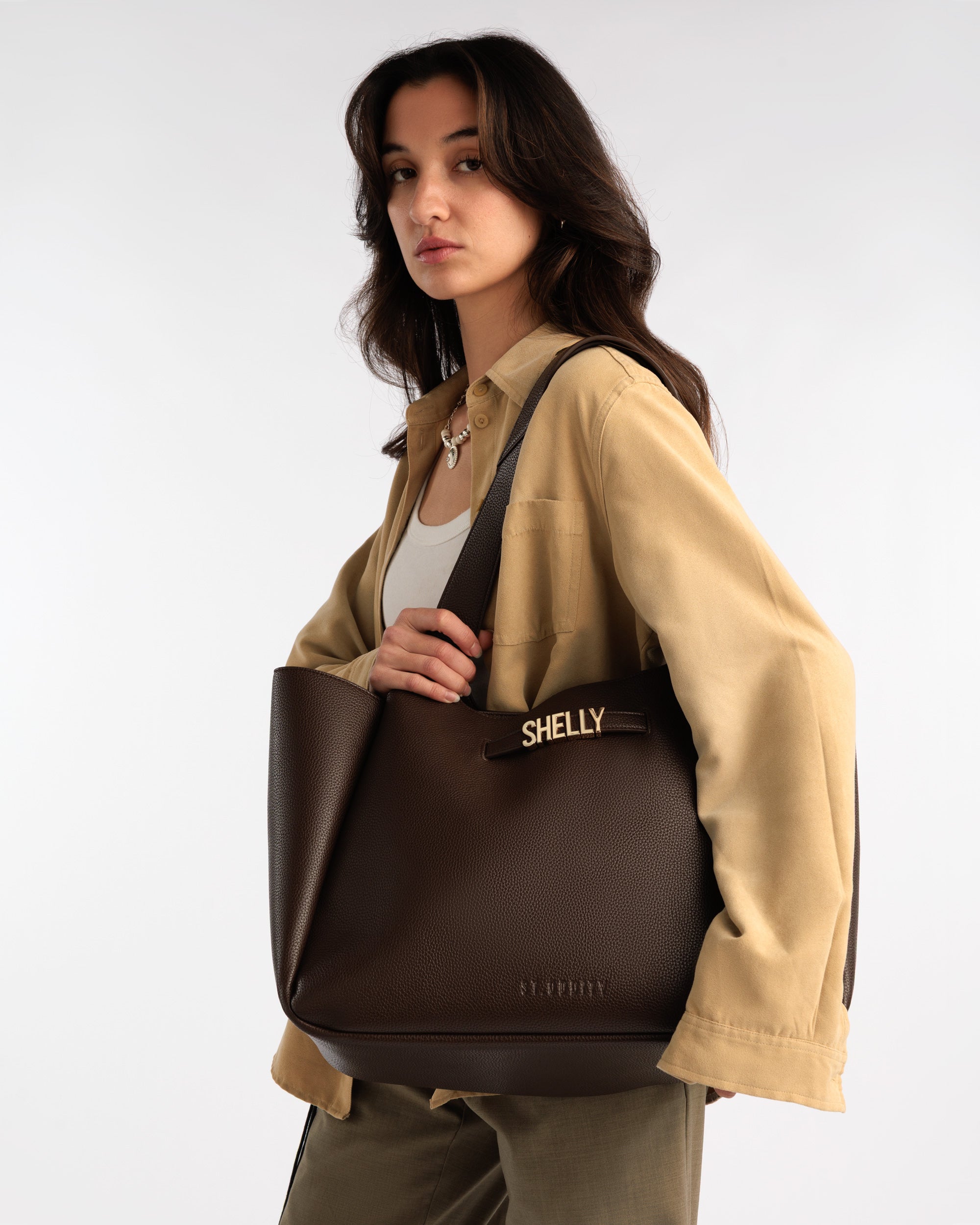 XL Casual Tote in Espresso with Personalised Hardware