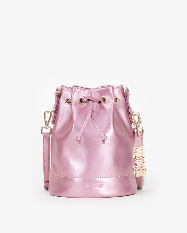 Bucket Bag in Pink Metallic with Personalised Hardware