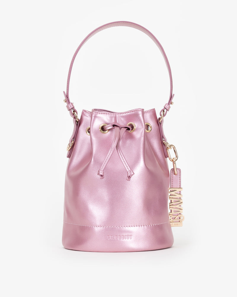 Bucket Bag in Pink Metallic with Personalised Hardware