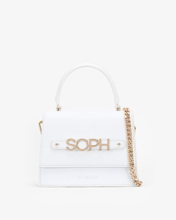 Evening Bag in White with Personalised Hardware