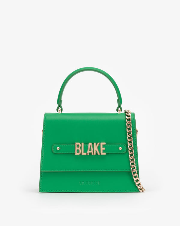 Evening Bag in Grass Green with Personalised Hardware