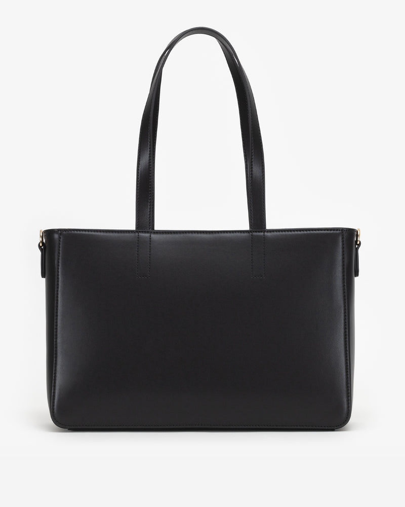 Wide Tote in Black/Gold with Personalised Hardware