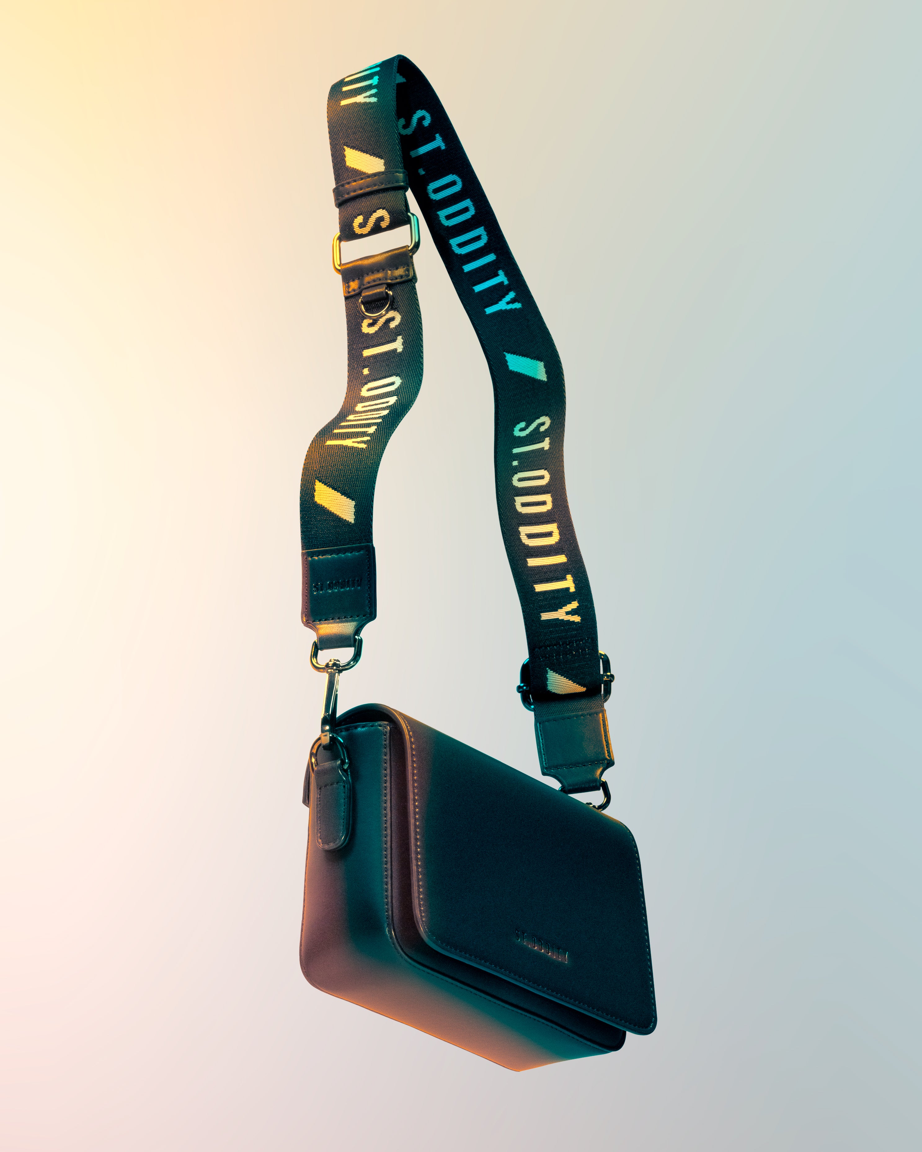 Black bag with online yellow strap