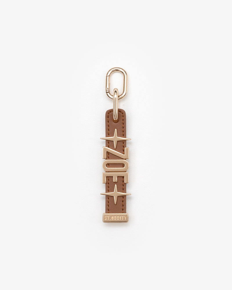 Charm in Tan with Personalised Hardware