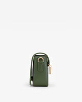 Crossbody Bag in Khaki Green with Personalised Hardware