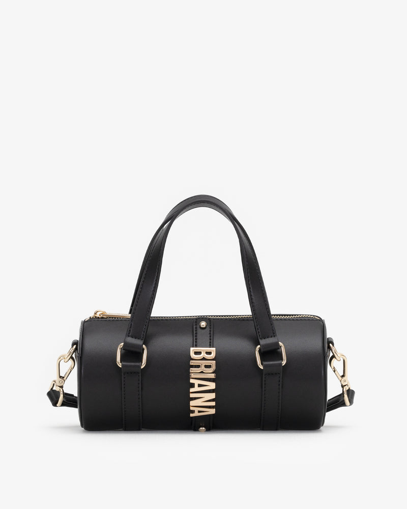Cylinder Bag in Black/Gold with Personalised Hardware