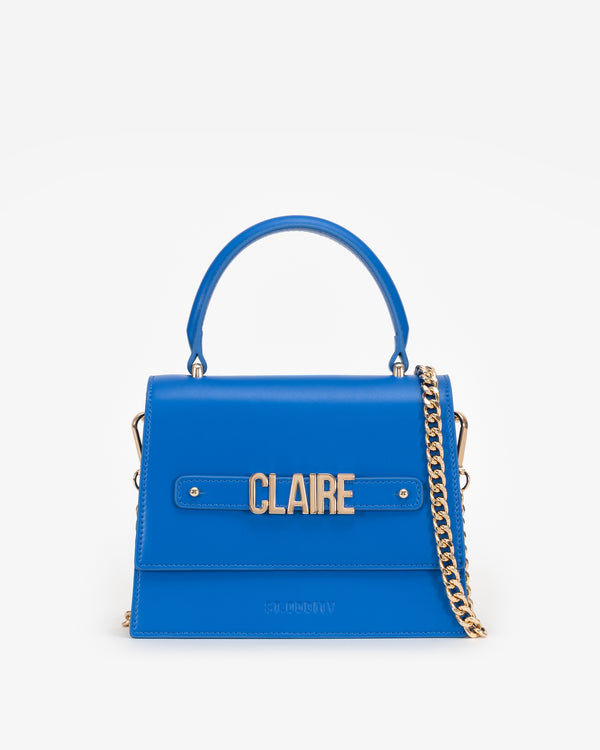 Evening Bag in Electric Blue with Personalised Hardware
